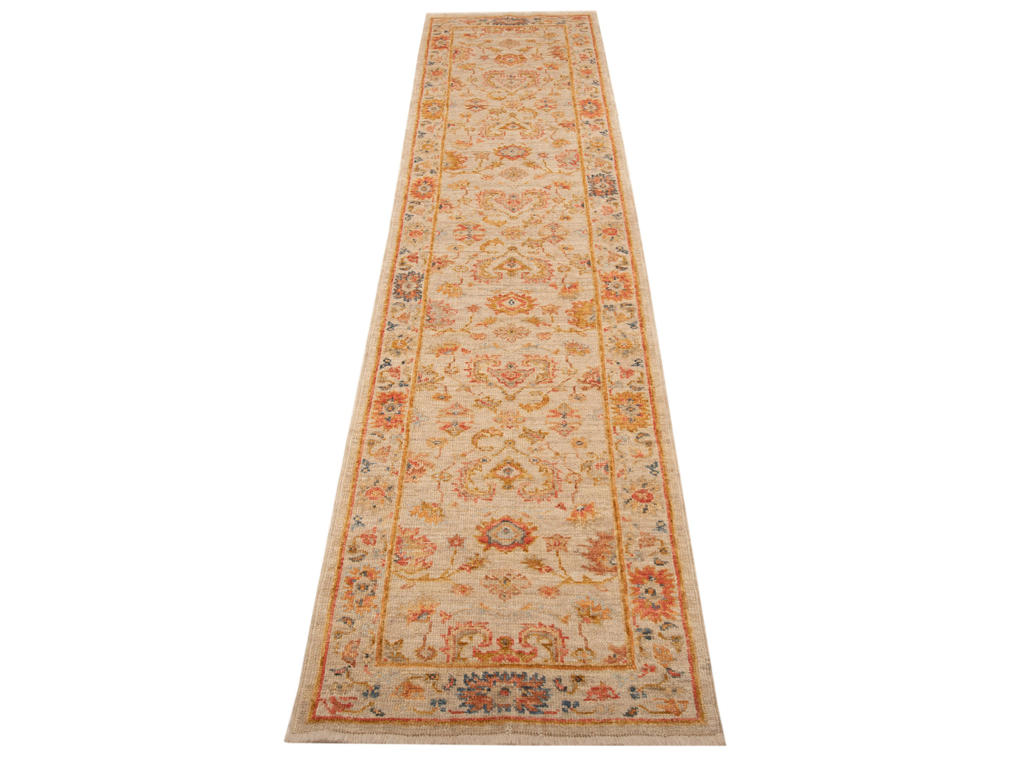 Angora Oushak 146518 Ivory Ivory 2.7x12.2 Hand Knotted Rug