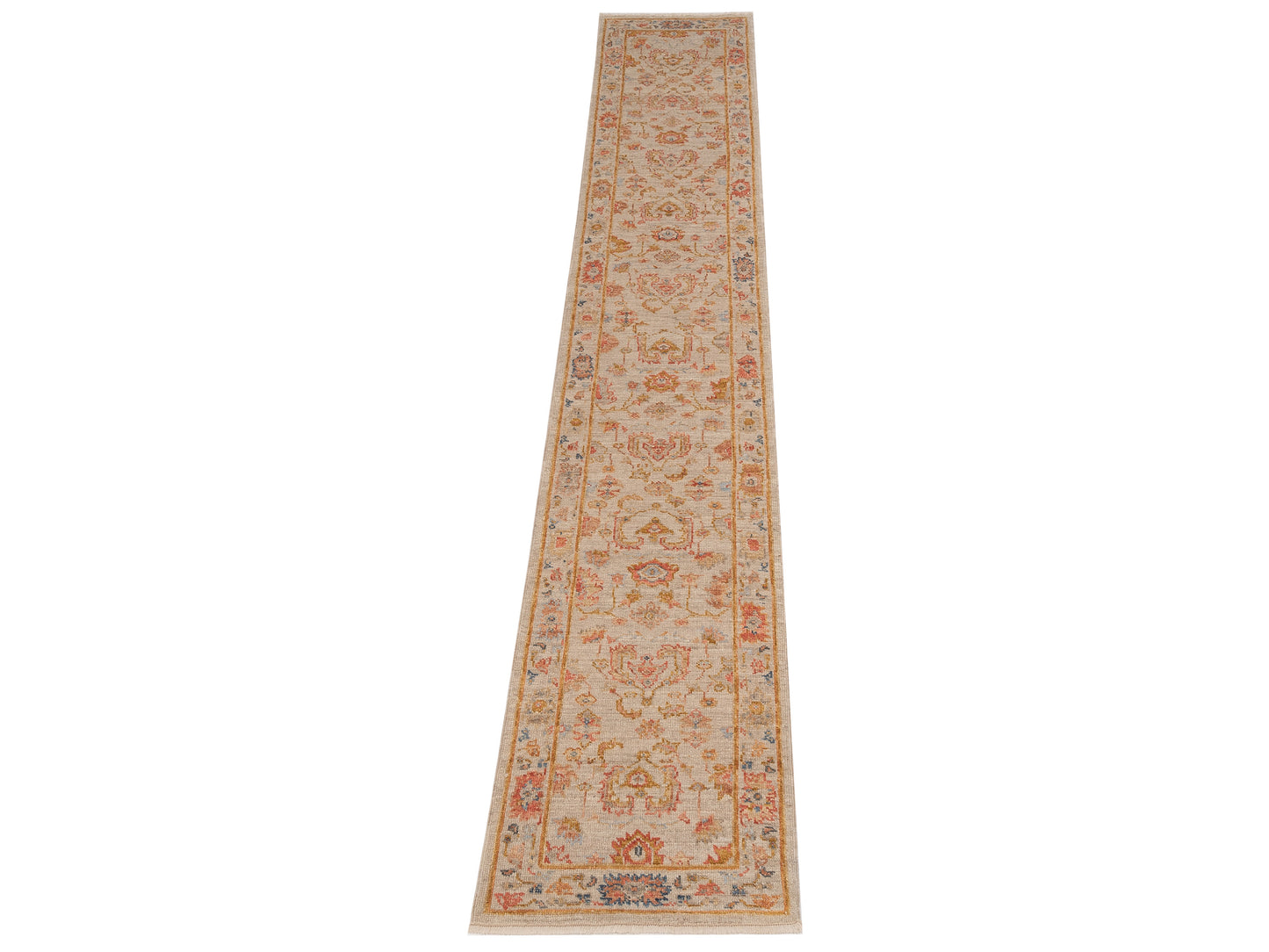 Angora Oushak 146495 Ivory Ivory 2.8x15.3 Hand Knotted Rug