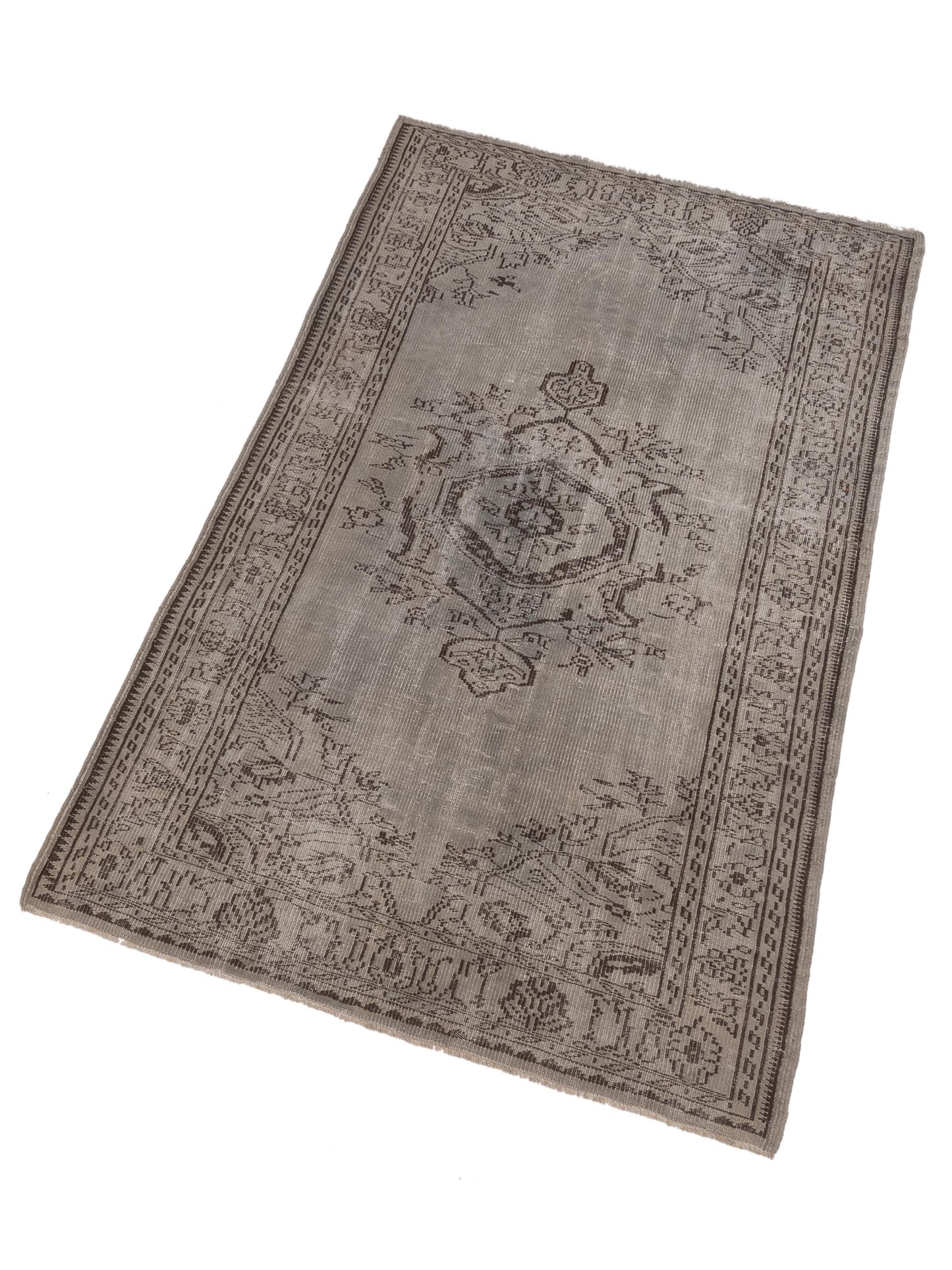 Vintage 111960 Silver 5.11x9.1 Hand Knotted Rug