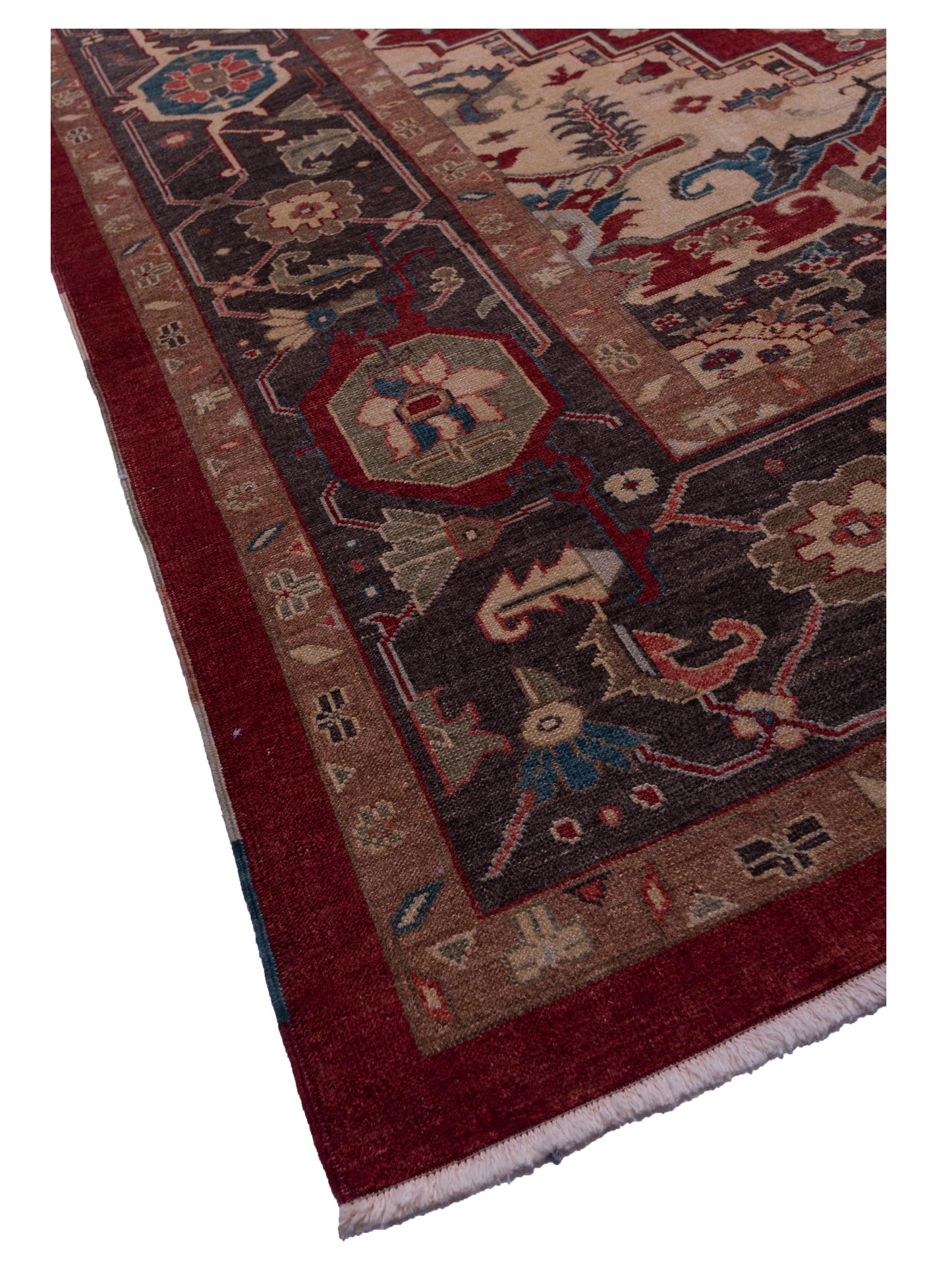 Angora Oushak 129835 Red Dark Brown 13x16.10 Hand Knotted Rug