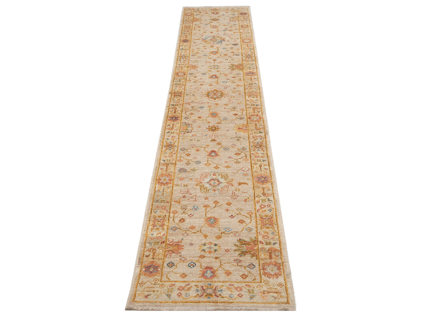 Angora Oushak 145762 Ivory Silver 2.5x13.4 Hand Knotted Rug