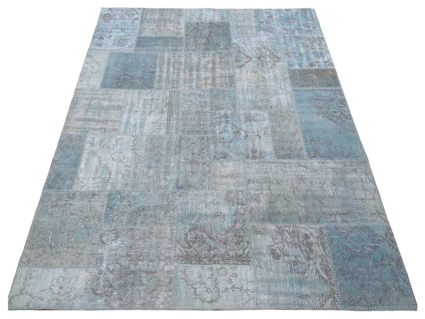 Turkish Vestige Patchwork 117776 Light Blue 8x9.10 Hand Knotted Rug