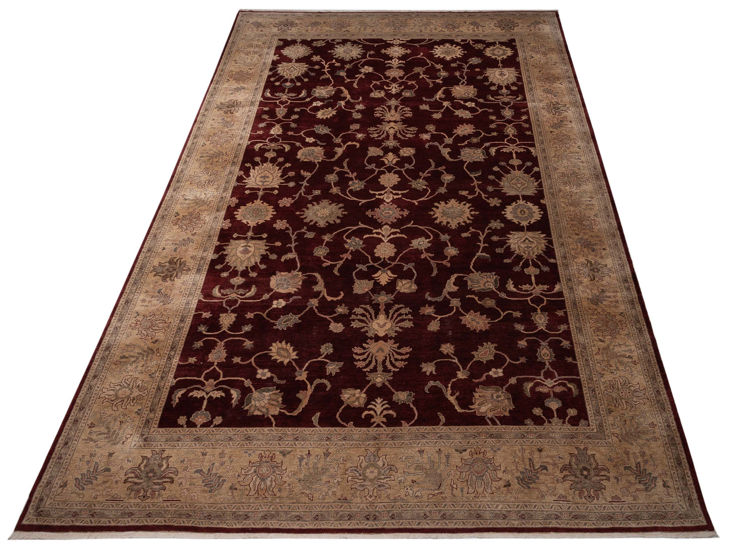 Turkish Elvan 77285 Red Gold 11.11x18 Hand Knotted Rug