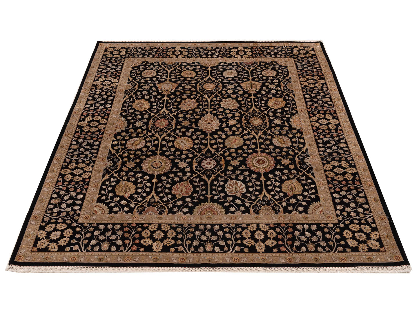 Imperial Silk 145038 Black Black 8.3x10.1 Hand Knotted Rug