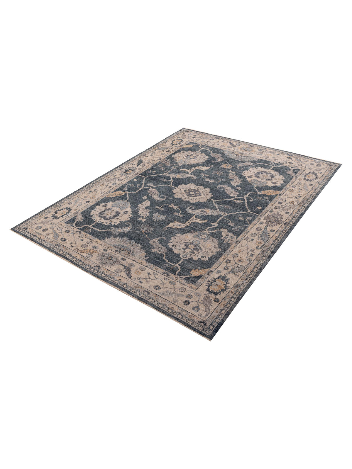Angora Oushak 156149 Blue Ivory 9x11.9 Hand Knotted Rug