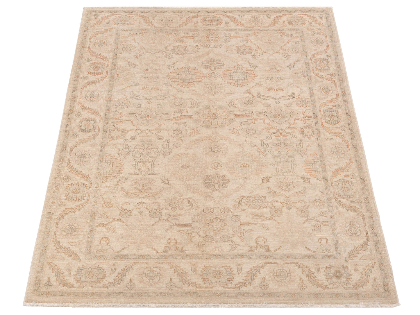 Laila 115251 Ivory Ivory 4.10x6.9 Hand Knotted Rug