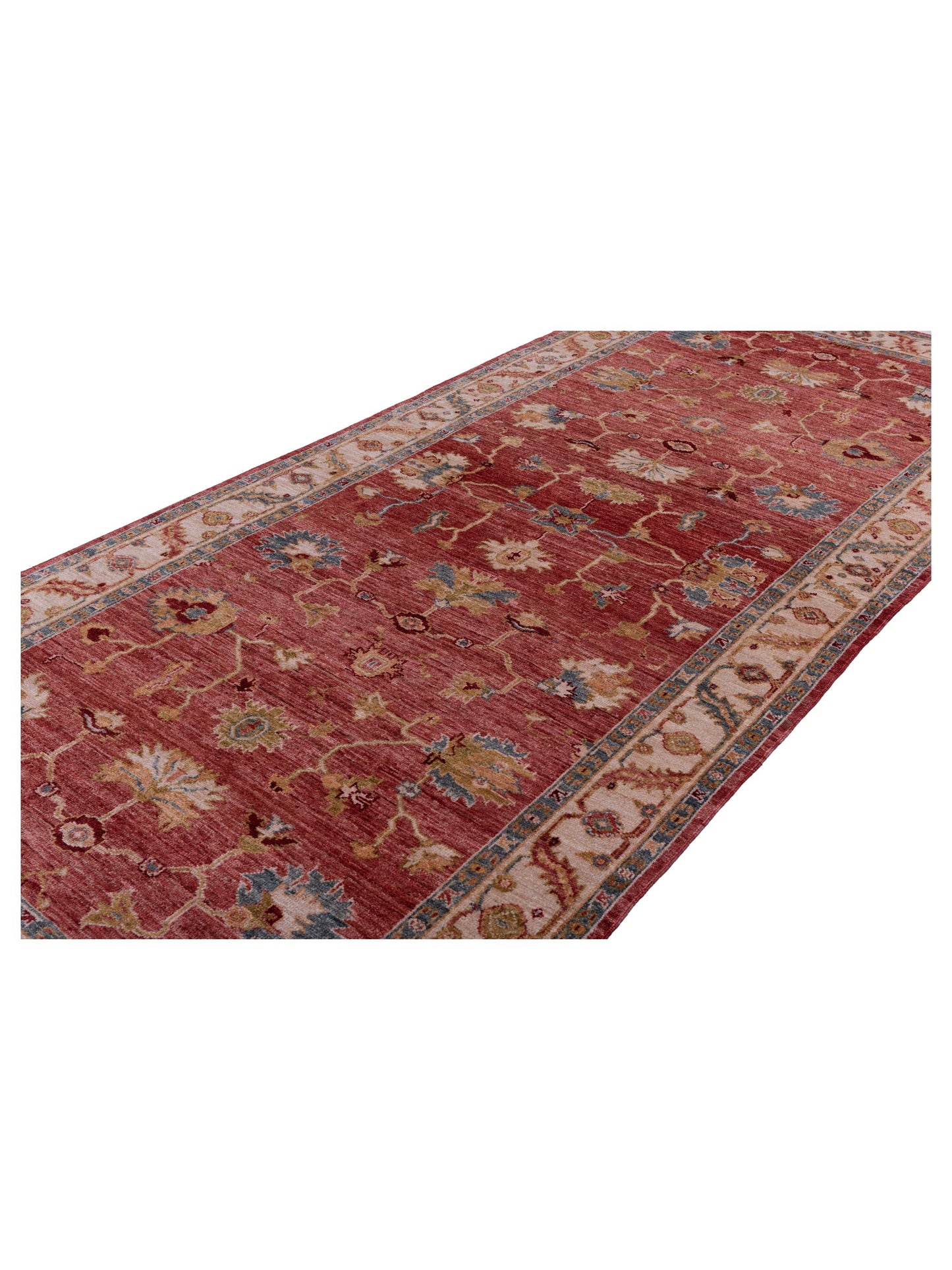 Angora Oushak 144637 Red Ivory 6.5x14.10 Hand Knotted Rug