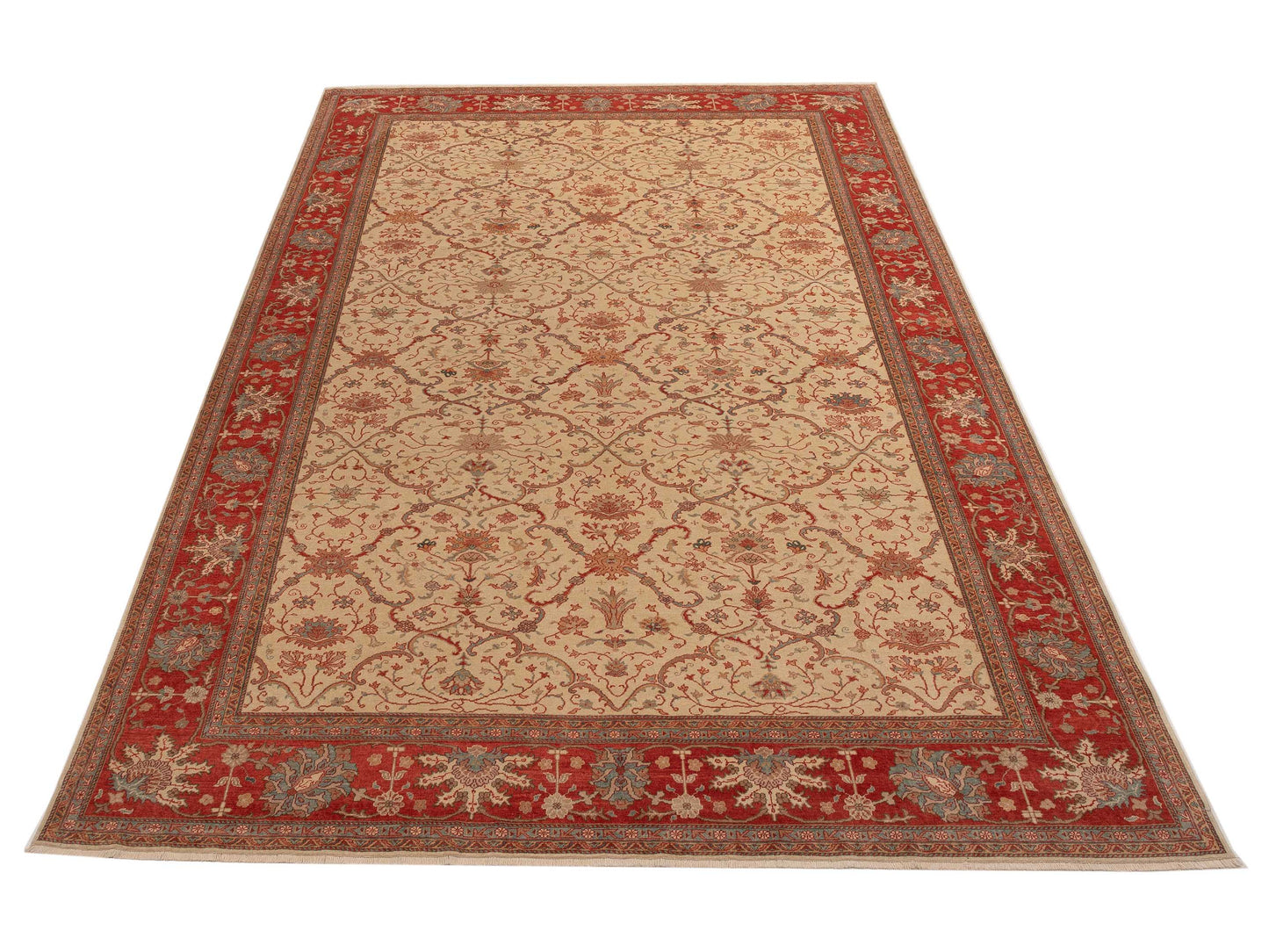 Antique Loom 108044 Ivory Rust 10.6x14.5 Hand Knotted Rug