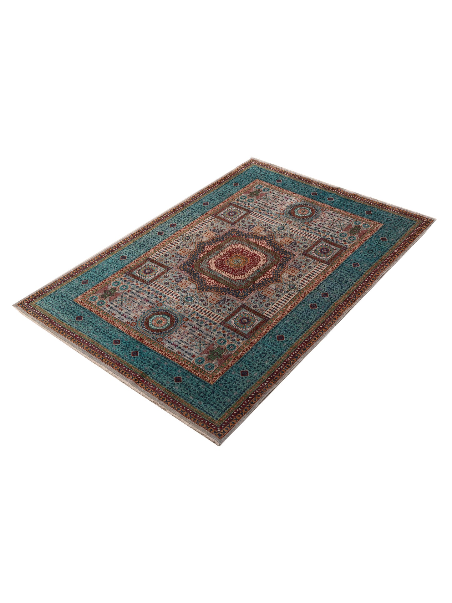 Artisan Mamluk 154731 Gray Blue 5.9x8.3 Hand Knotted Rug