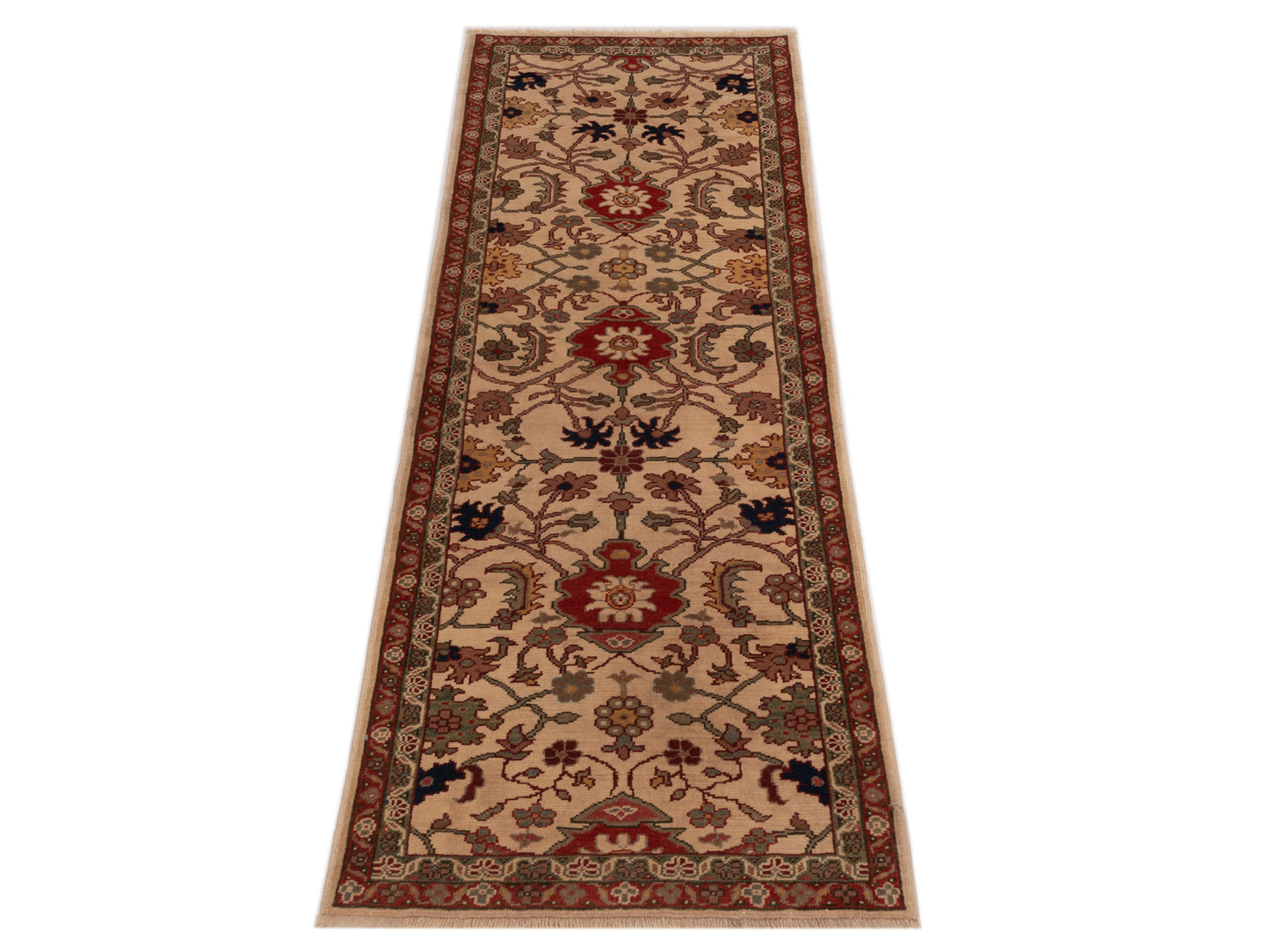 Antique Loom 147452 Ivory Red 2.9x8 Hand Knotted Rug