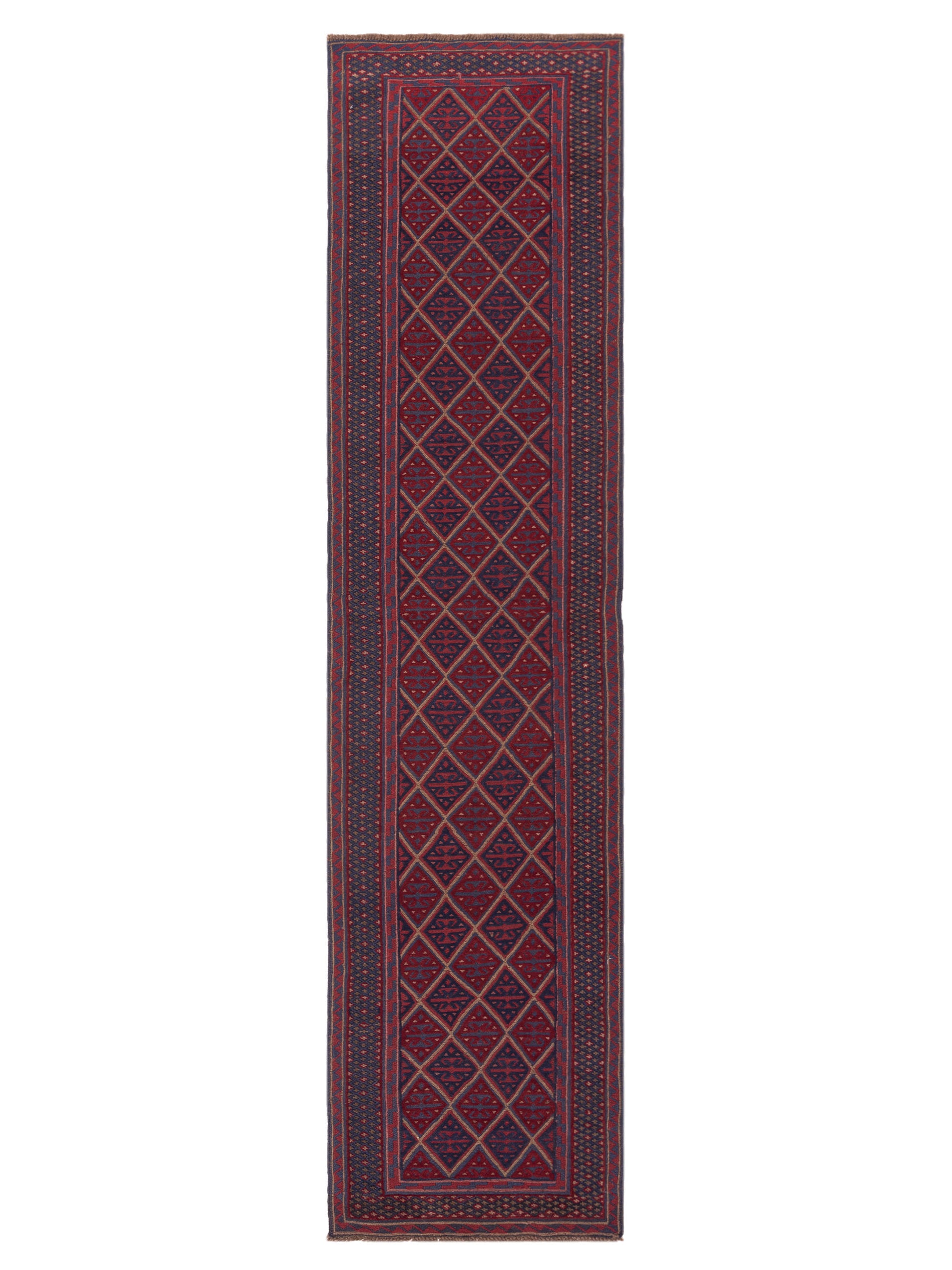 Nomad Afghan Soumak  Charcoal Red Tribal