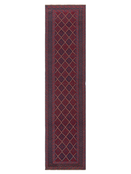 Nomad Afghan Soumak  Charcoal Red Tribal