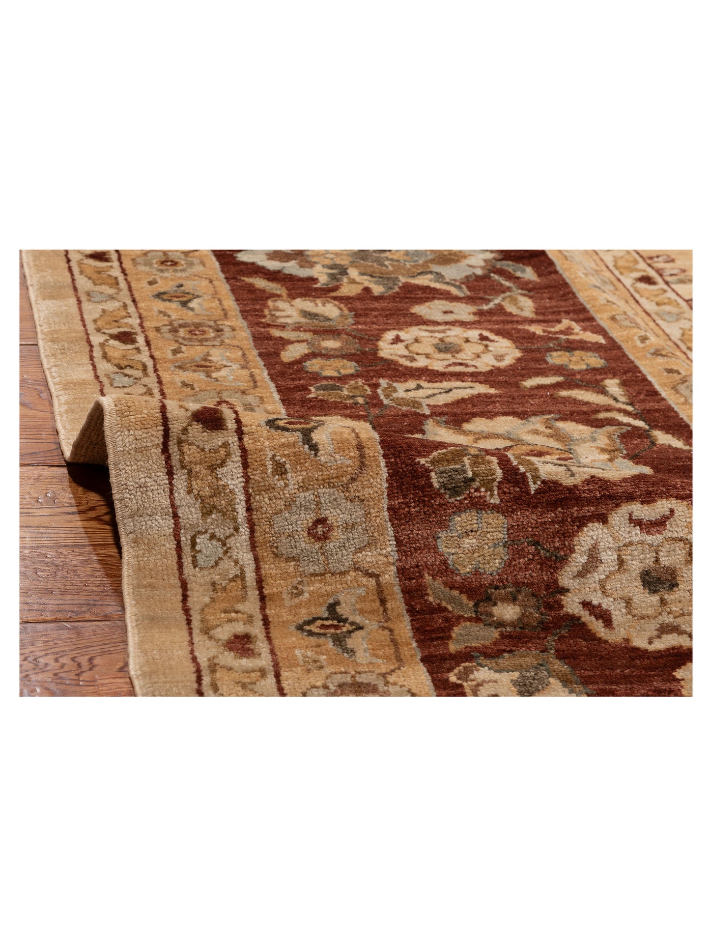 Narin Aksu Gold Burgundy 11.10x14.8 Hand Knotted Rug