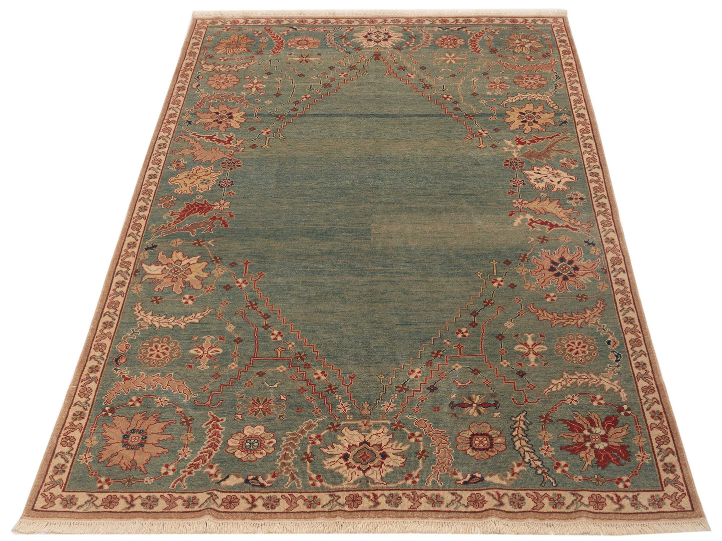 Antique Loom 104545 Green 6.9x8.5 Hand Knotted Rug