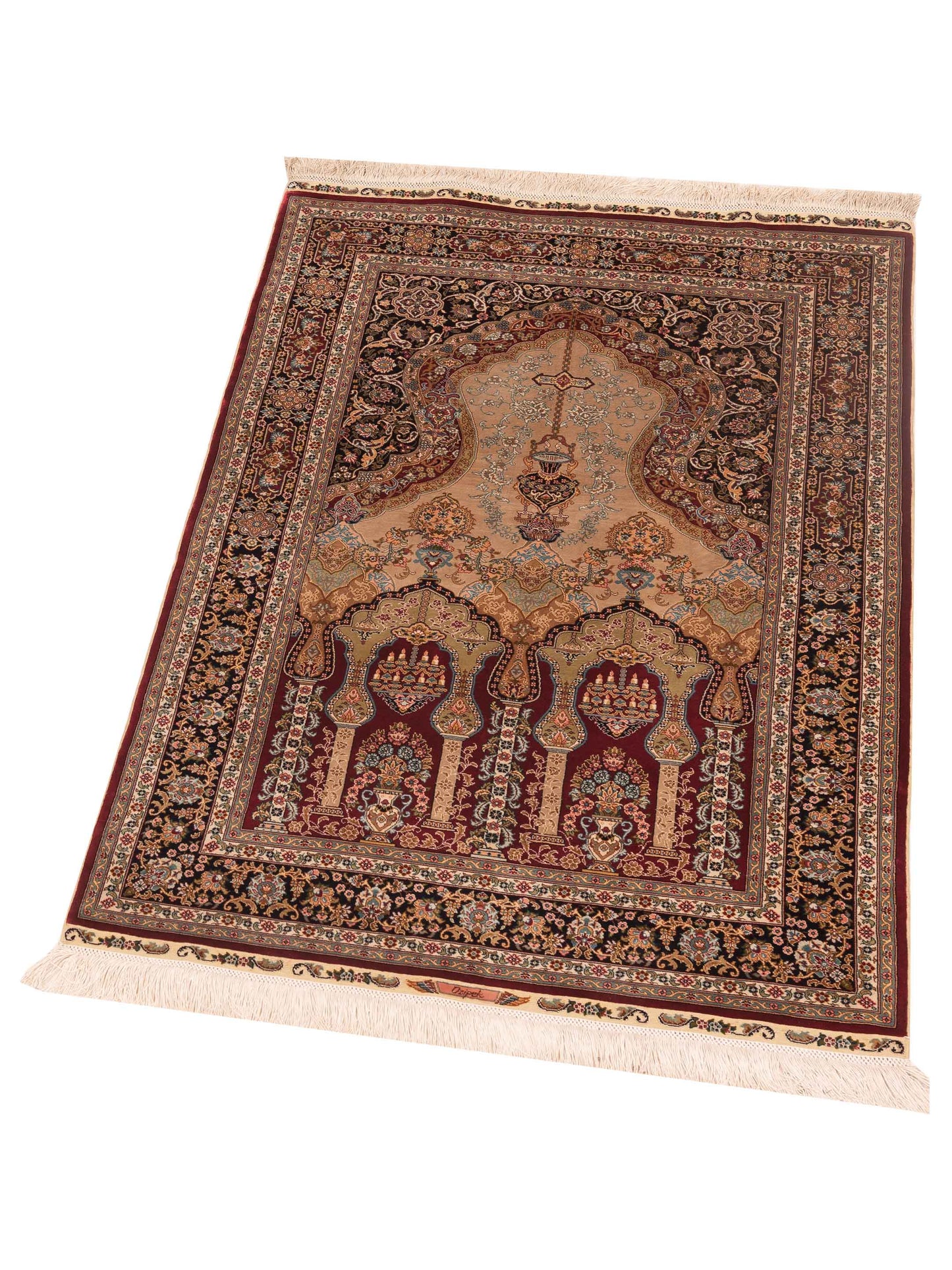 Pure Silk 148708 Red Black 2.9x4 Hand Knotted Rug