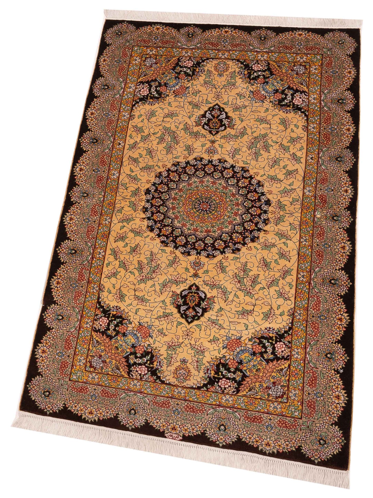 Pure Silk 122116 Gold Brown 2.4x4.1 Hand Knotted Rug