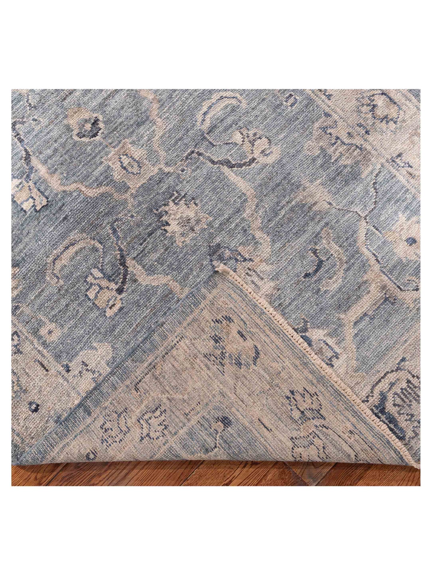Angora Oushak 156266 Blue Gray 4x11.8 Hand Knotted Rug