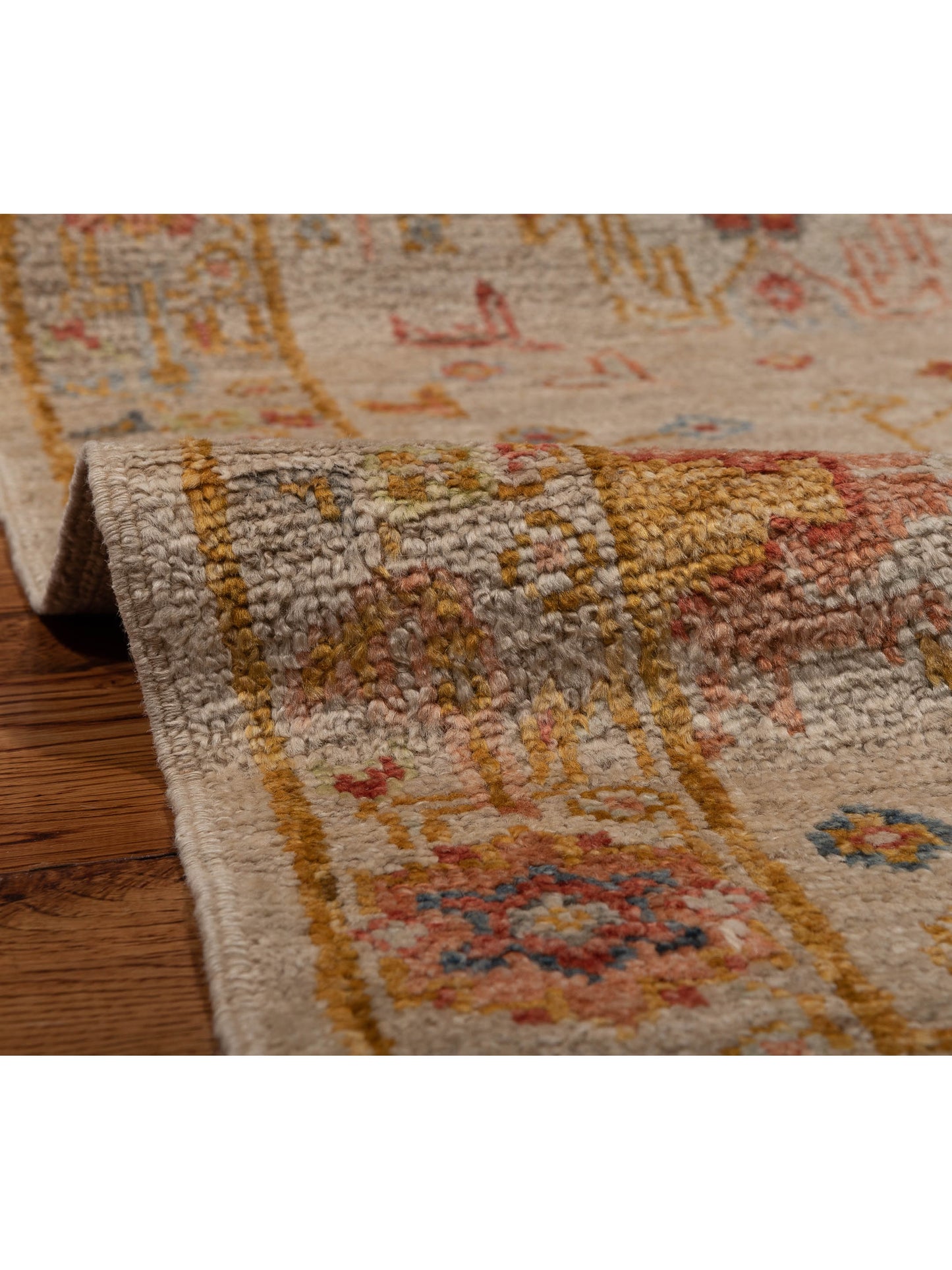 Angora Oushak 148045 Ivory Silver 2.7x14.4 Hand Knotted Rug