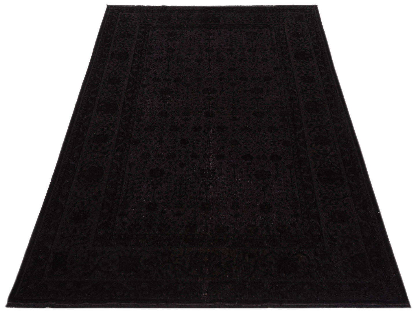 Vintage 108939 Black 6.7x9.1 Hand Knotted Rug