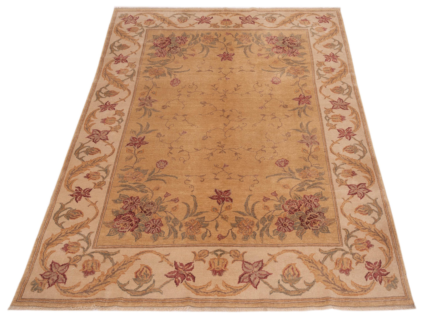 Antique Loom 147478 Gold Ivory 7x8 Hand Knotted Rug