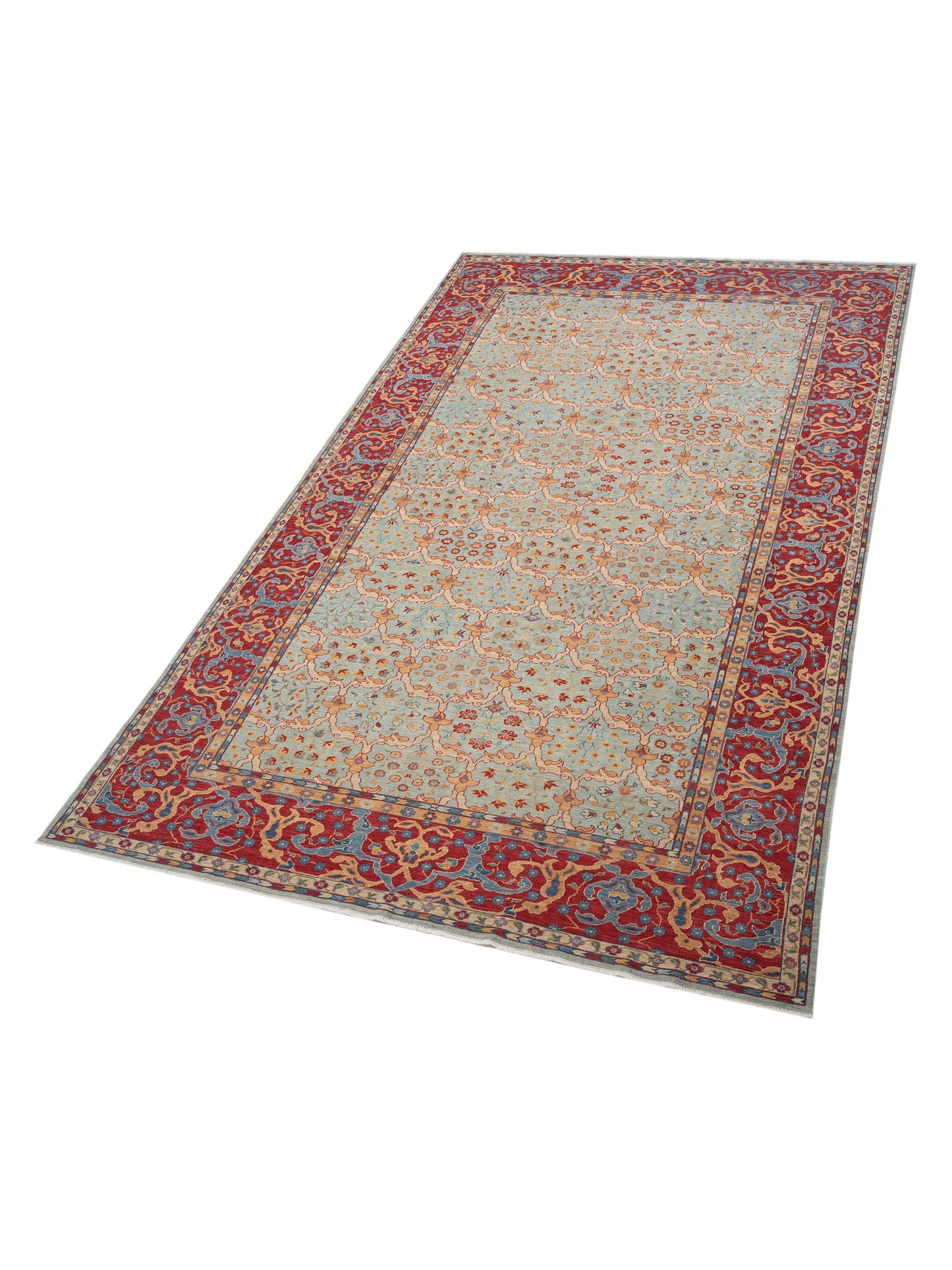 Antique Loom Fine 147218 Sea Blue Red 8.1x13.4 Hand Knotted Rug