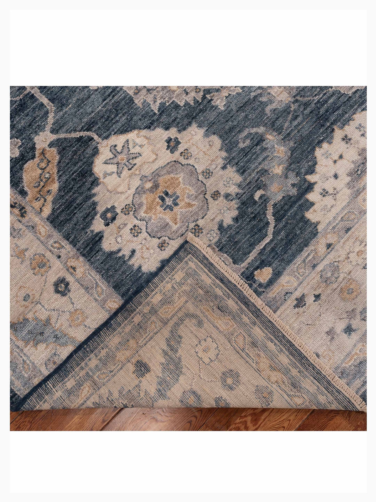 Angora Oushak 155016 Blue Ivory 8.11x12 Hand Knotted Rug