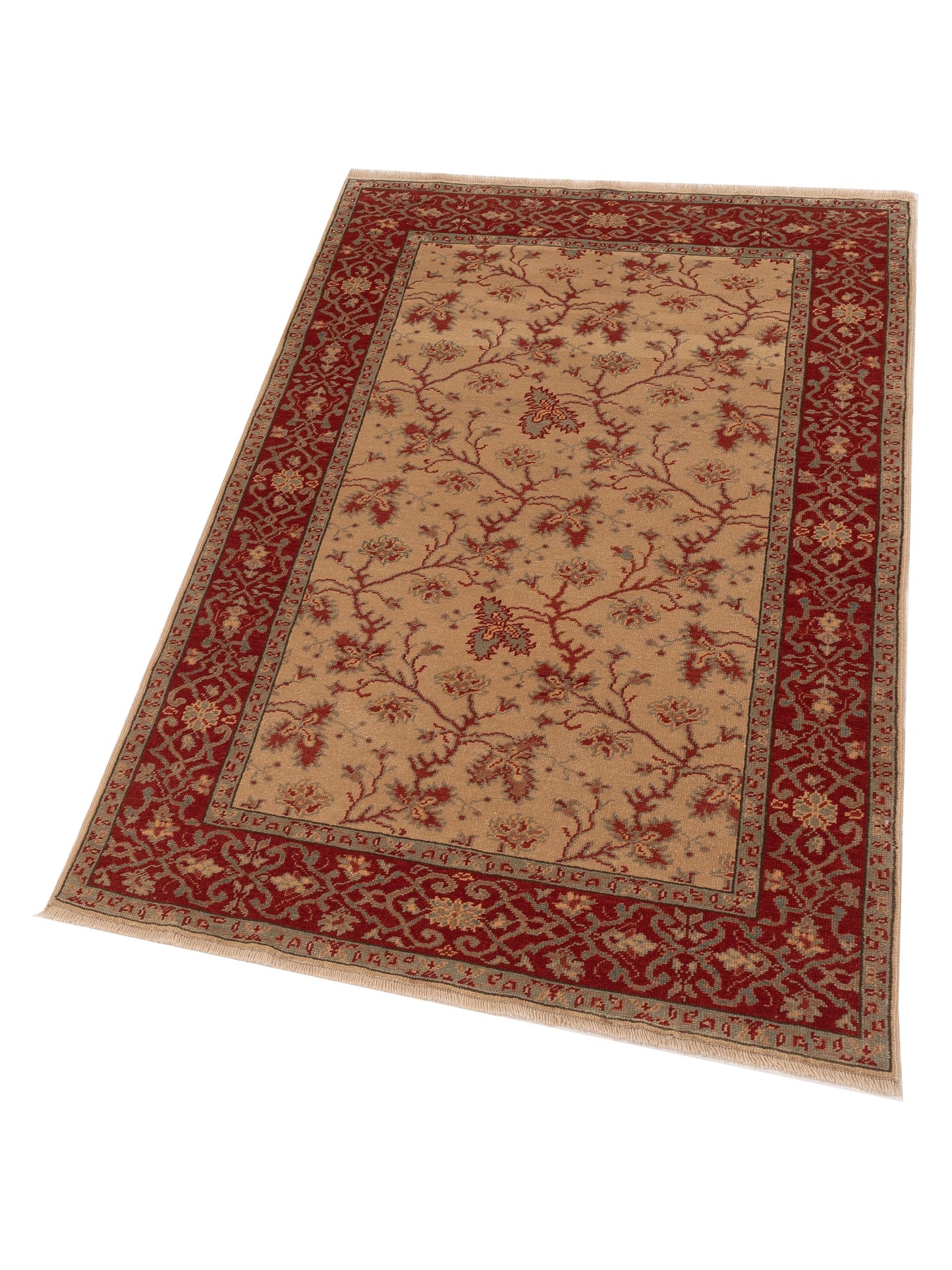 Antique Loom 107938 Beige Red 4x6.4 Hand Knotted Rug