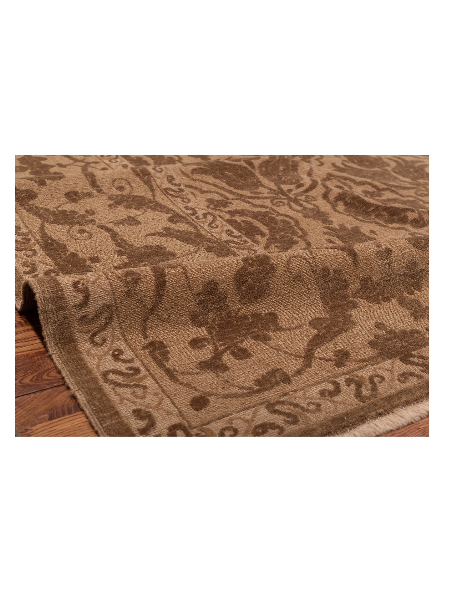Defne Tulip Dark Brown Brown 9.4x11.11 Hand Knotted Rug