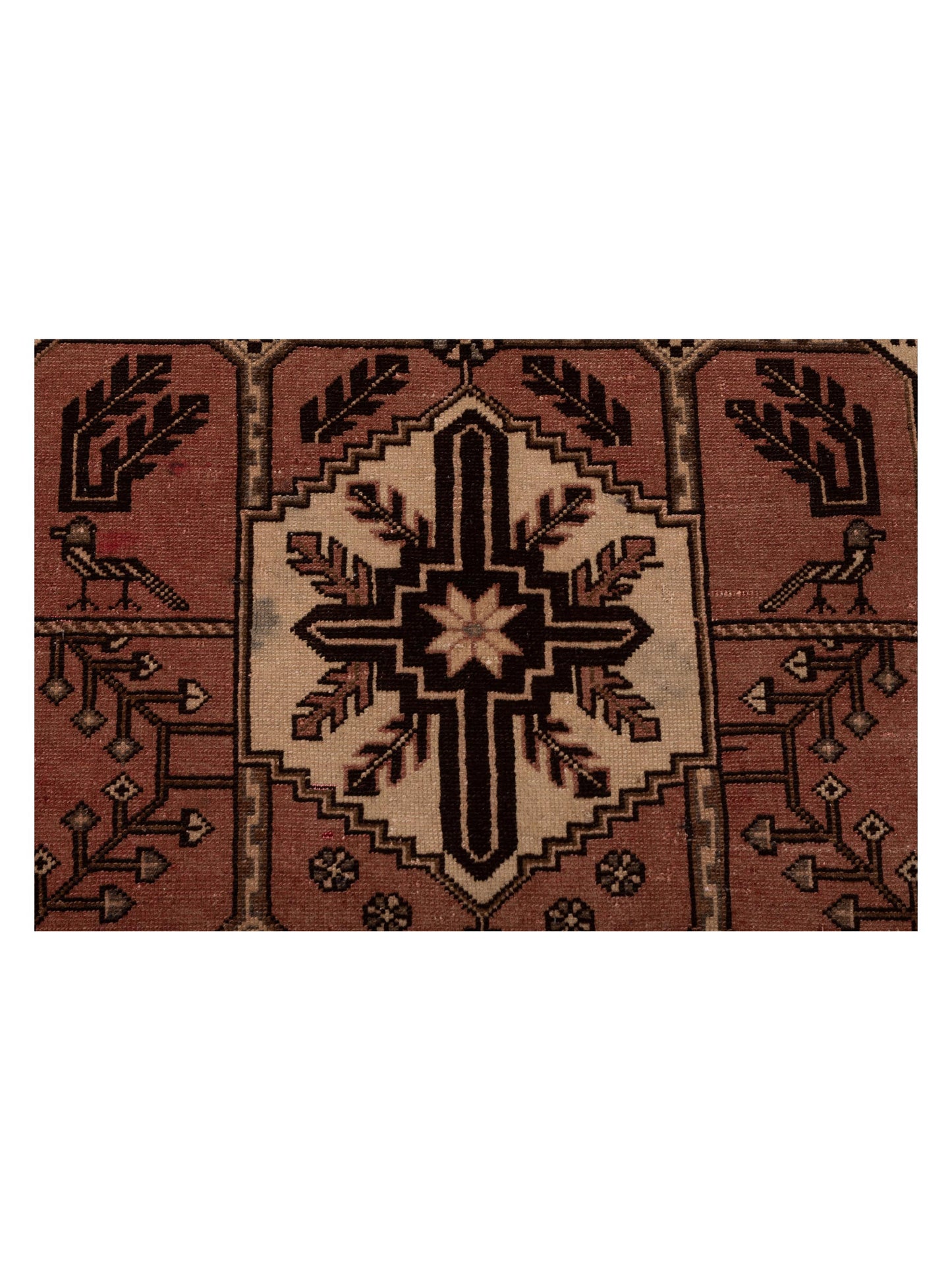 Persian 147666 Pink Brown 3.5x9.6 Hand Knotted Rug