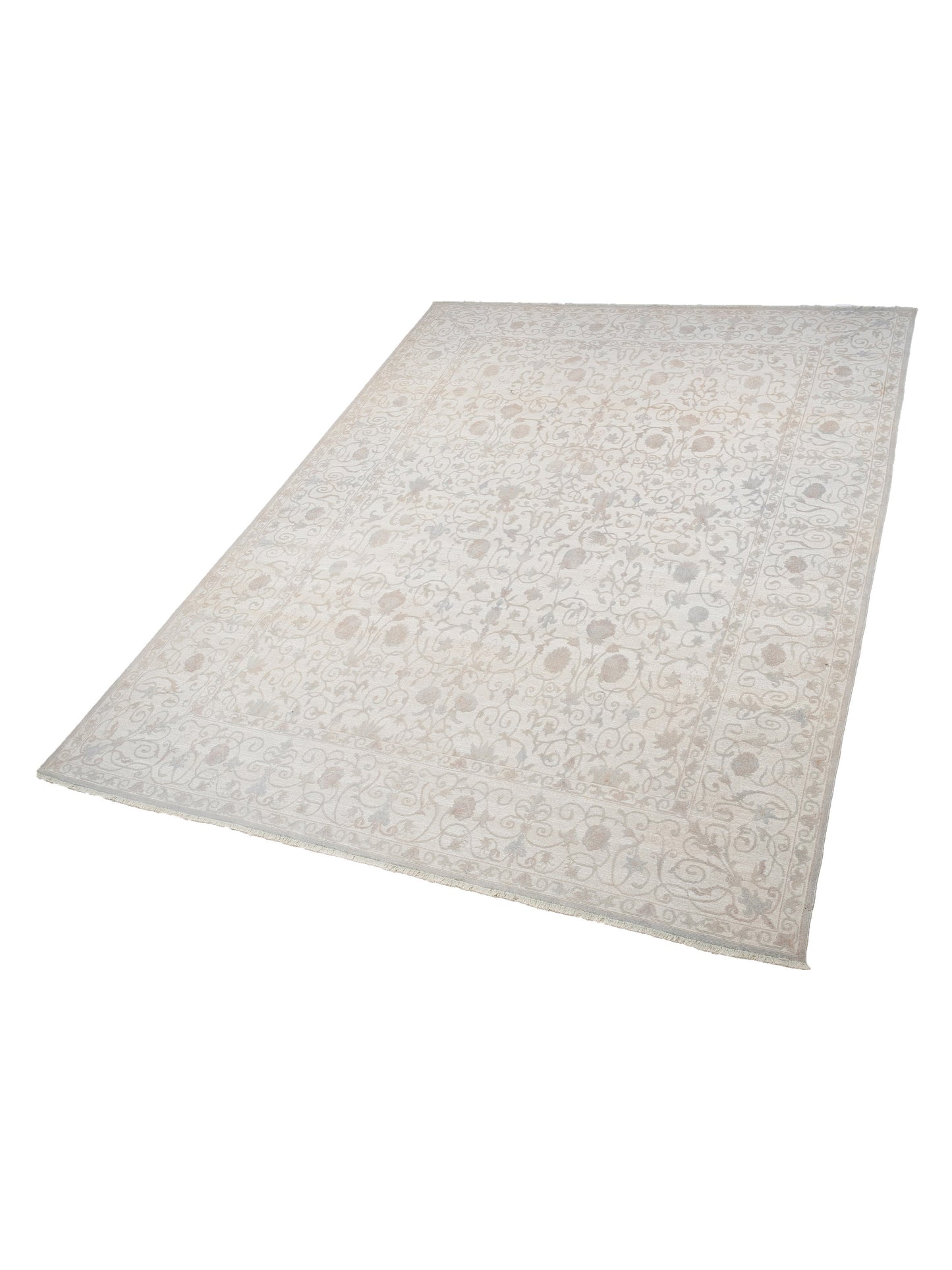 Vintage 122672 Silver 9.11x13.7 Hand Knotted Rug