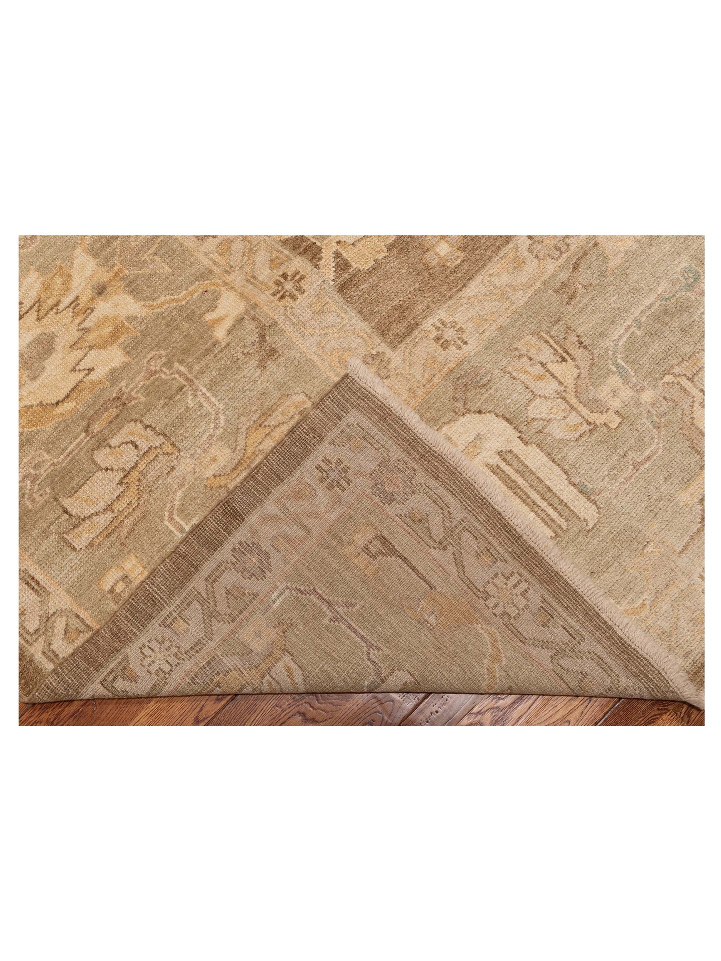 Angora Oushak 129089 Brown Green 14.5x21.2 Hand Knotted Rug
