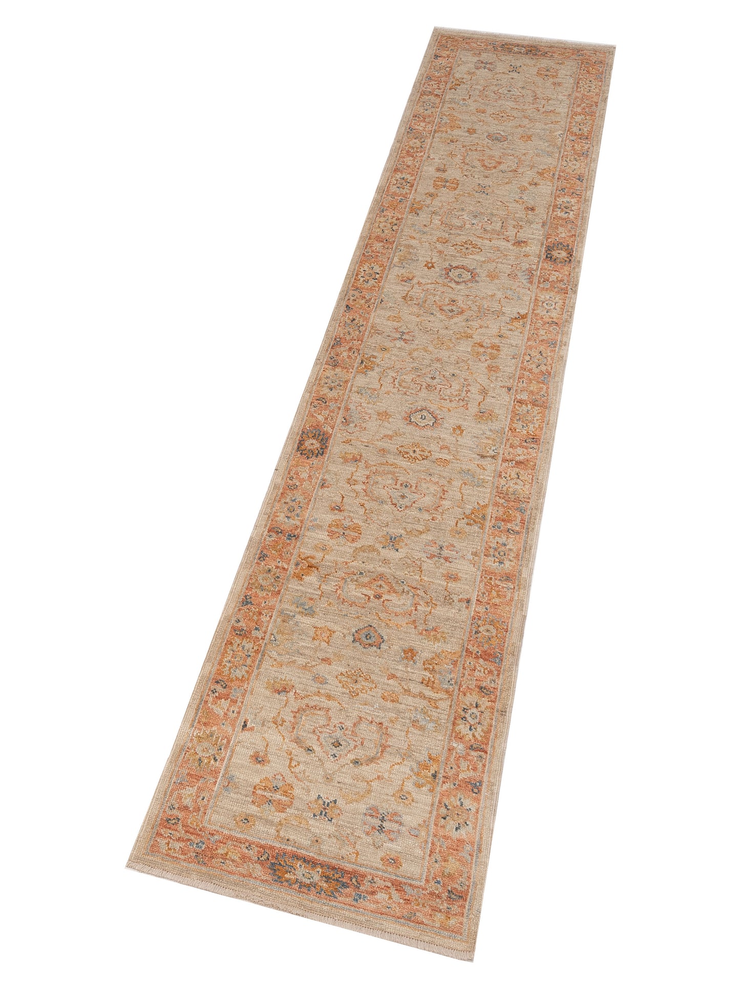 Angora Oushak 149606 Ivory Rust 2.7x13.6 Hand Knotted Rug