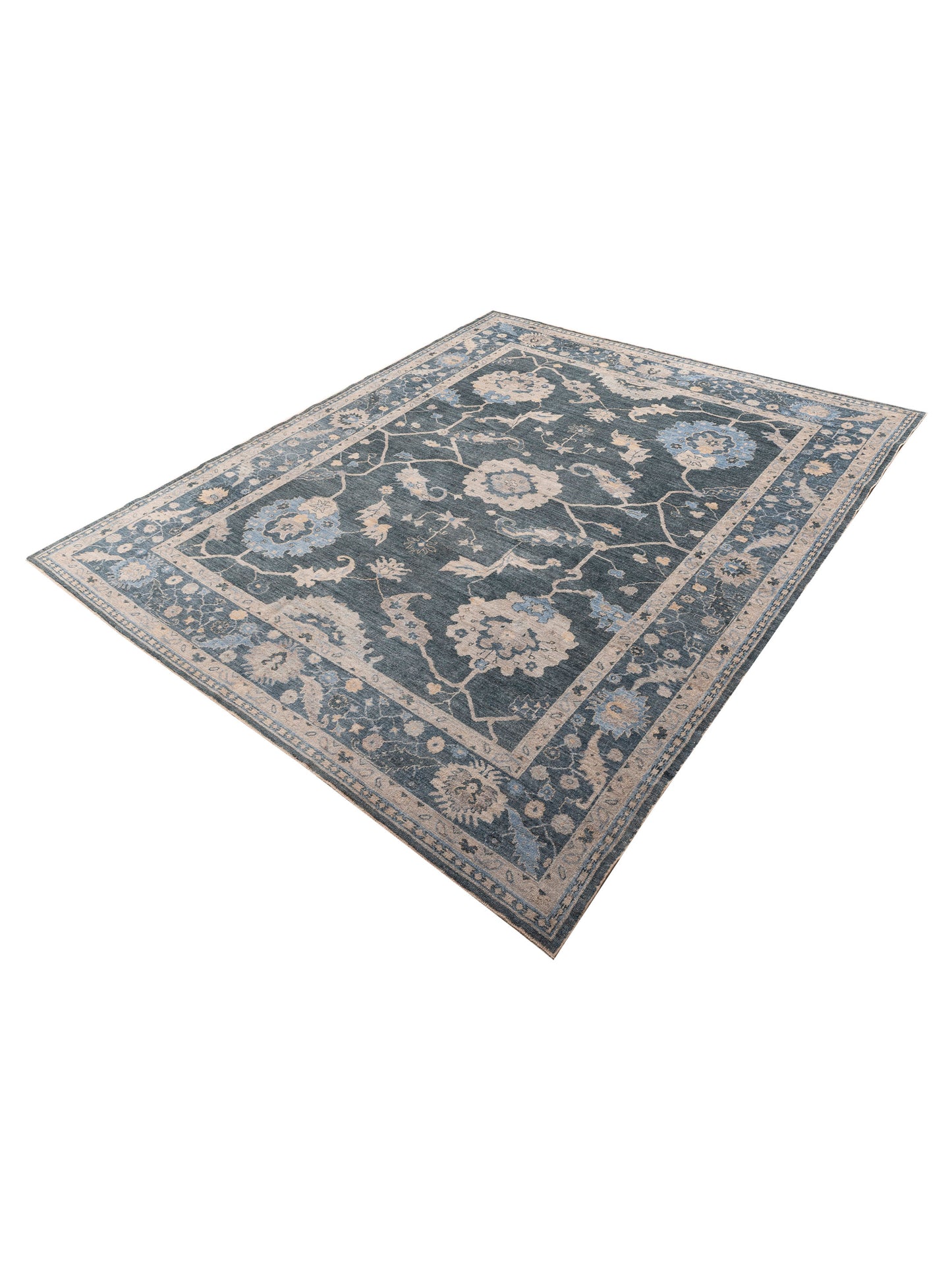 Angora Oushak 156291 Blue Blue 11.10x14 Hand Knotted Rug