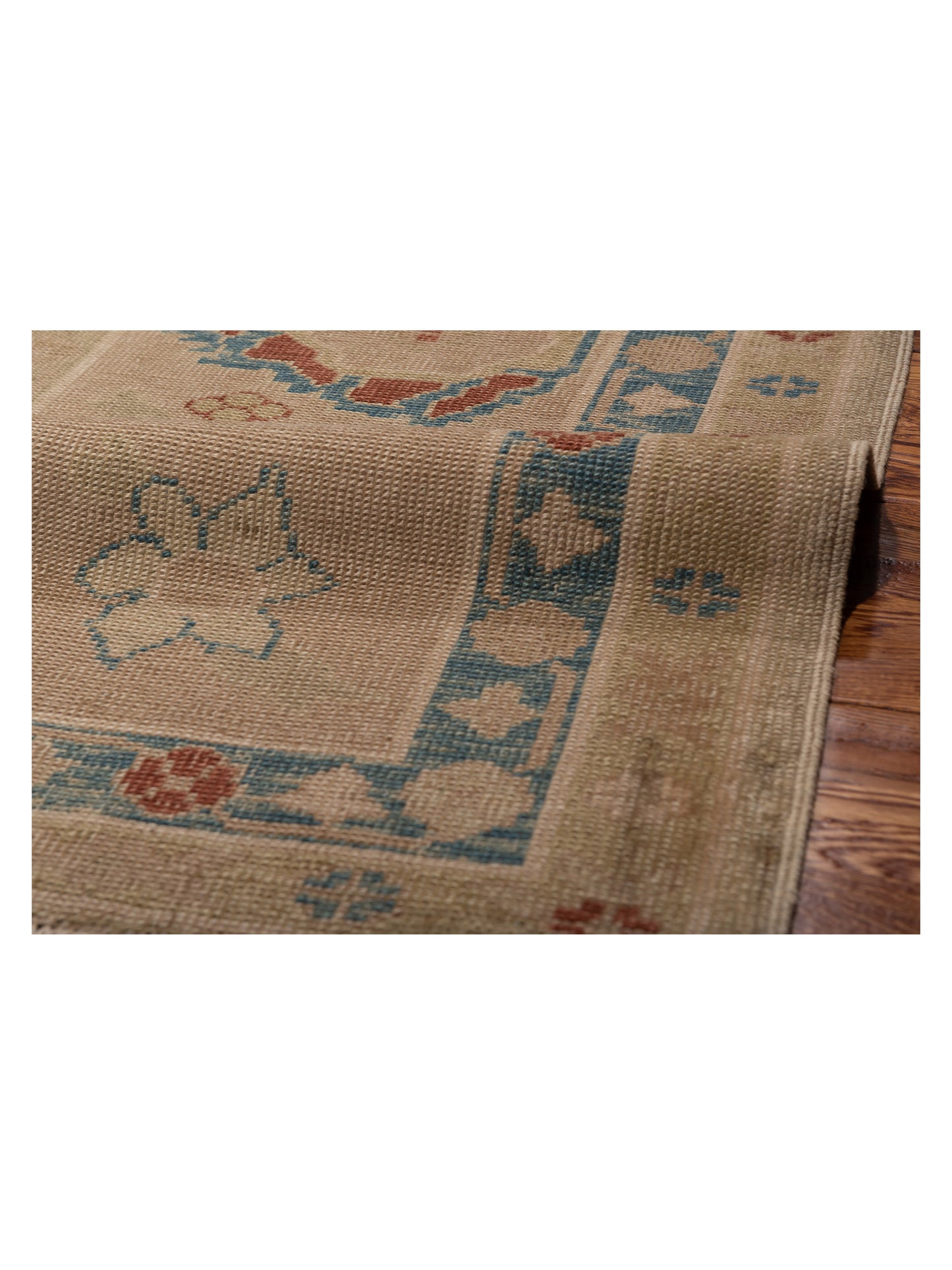 Turkish Elvan 78338 Light Green Taupe 12.8x17.8 Hand Knotted Rug