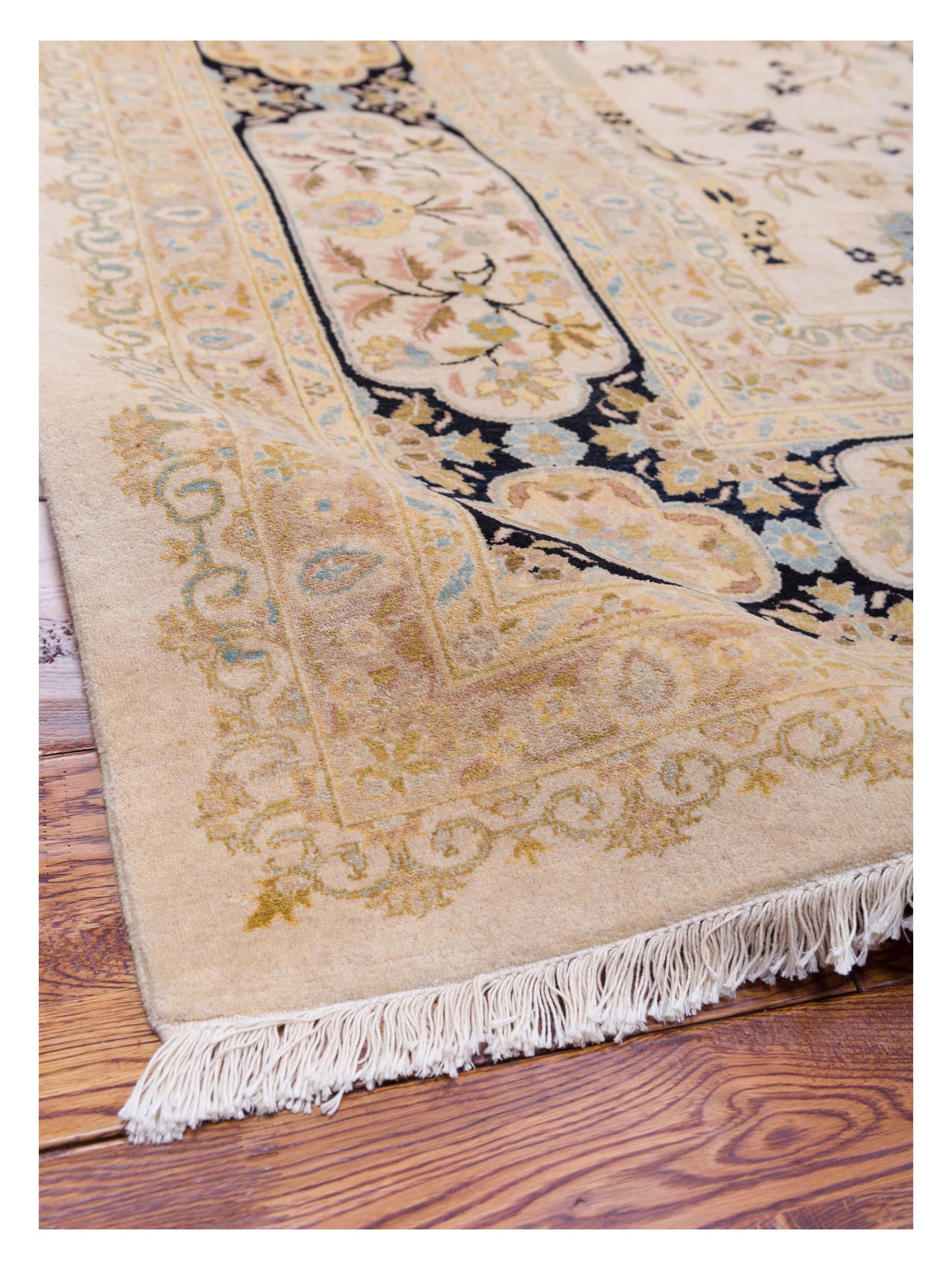 Haji Jalili 111375 Ivory Black 10.1x14 Hand Knotted Rug