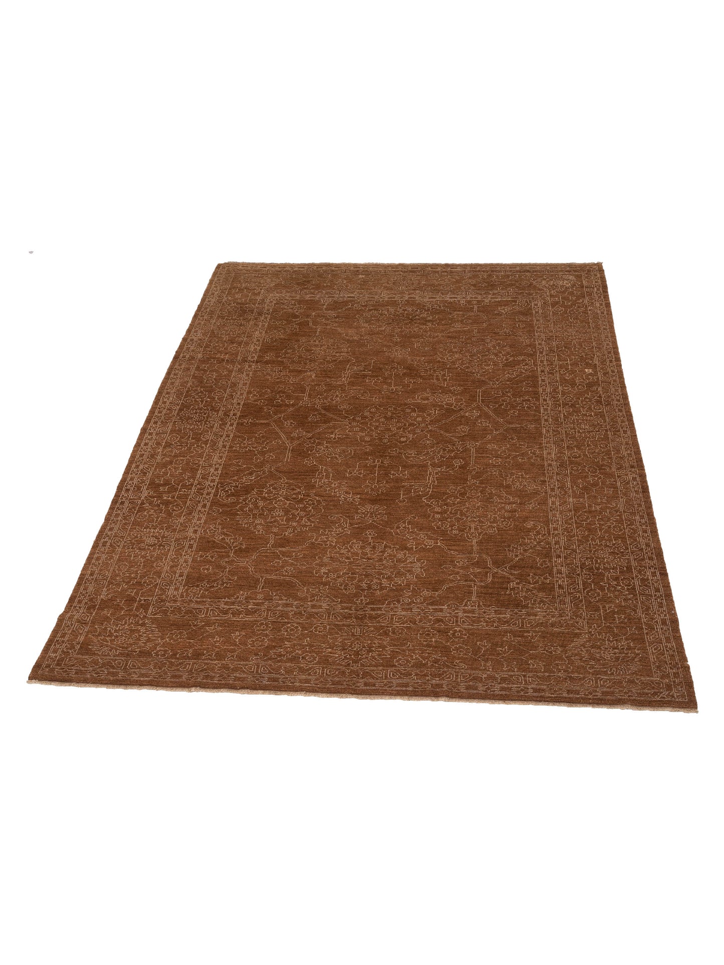 Defne Ruby Brown Silver 9.3x11.11 Hand Knotted Rug