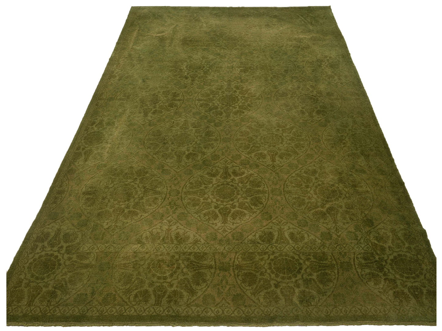 Color Bouquet 113945 Green Green 10.5x13.5 Hand Knotted Rug