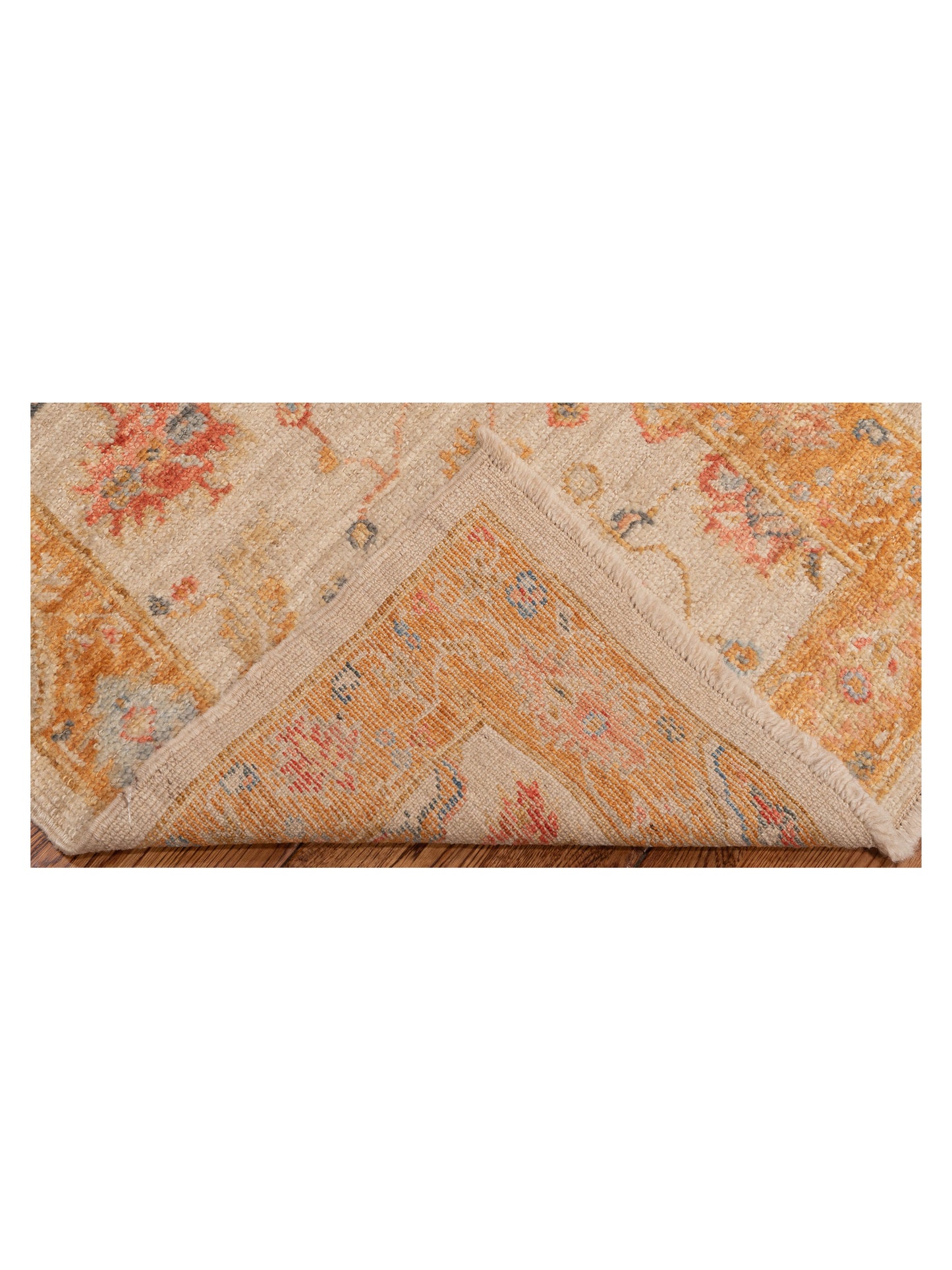 Angora Oushak 149492 Ivory Orange 2.6x12 Hand Knotted Rug