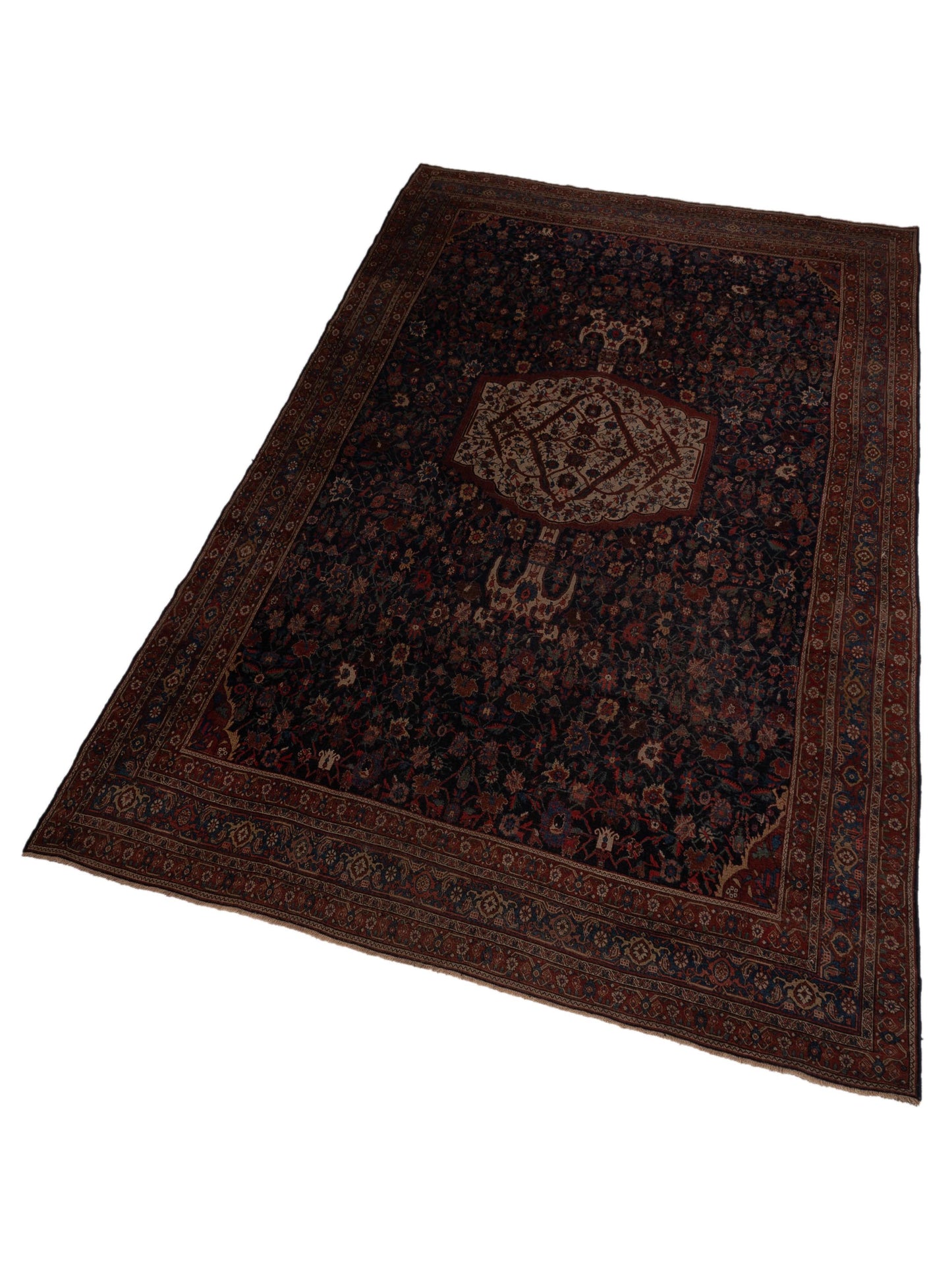 Persian Antique 125869 Blue Red 10.8x17.7 Hand Knotted Rugs