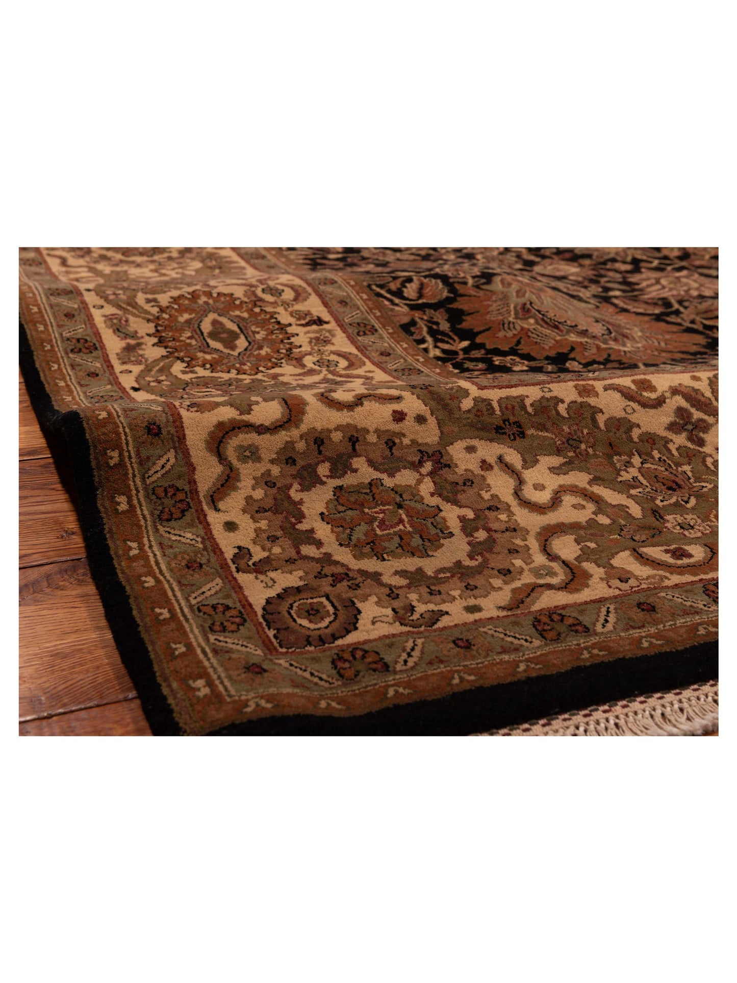 Crown 83703 Black Beige 9.3x12.3 Hand Knotted Rug