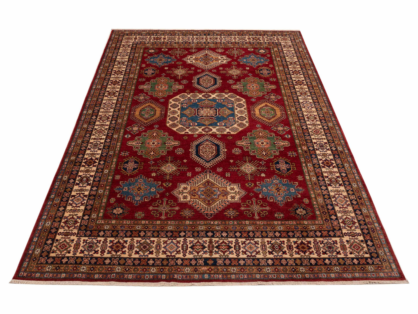 Kazak 151907 Red Ivory 8.9x12.5 Hand Knotted Rug