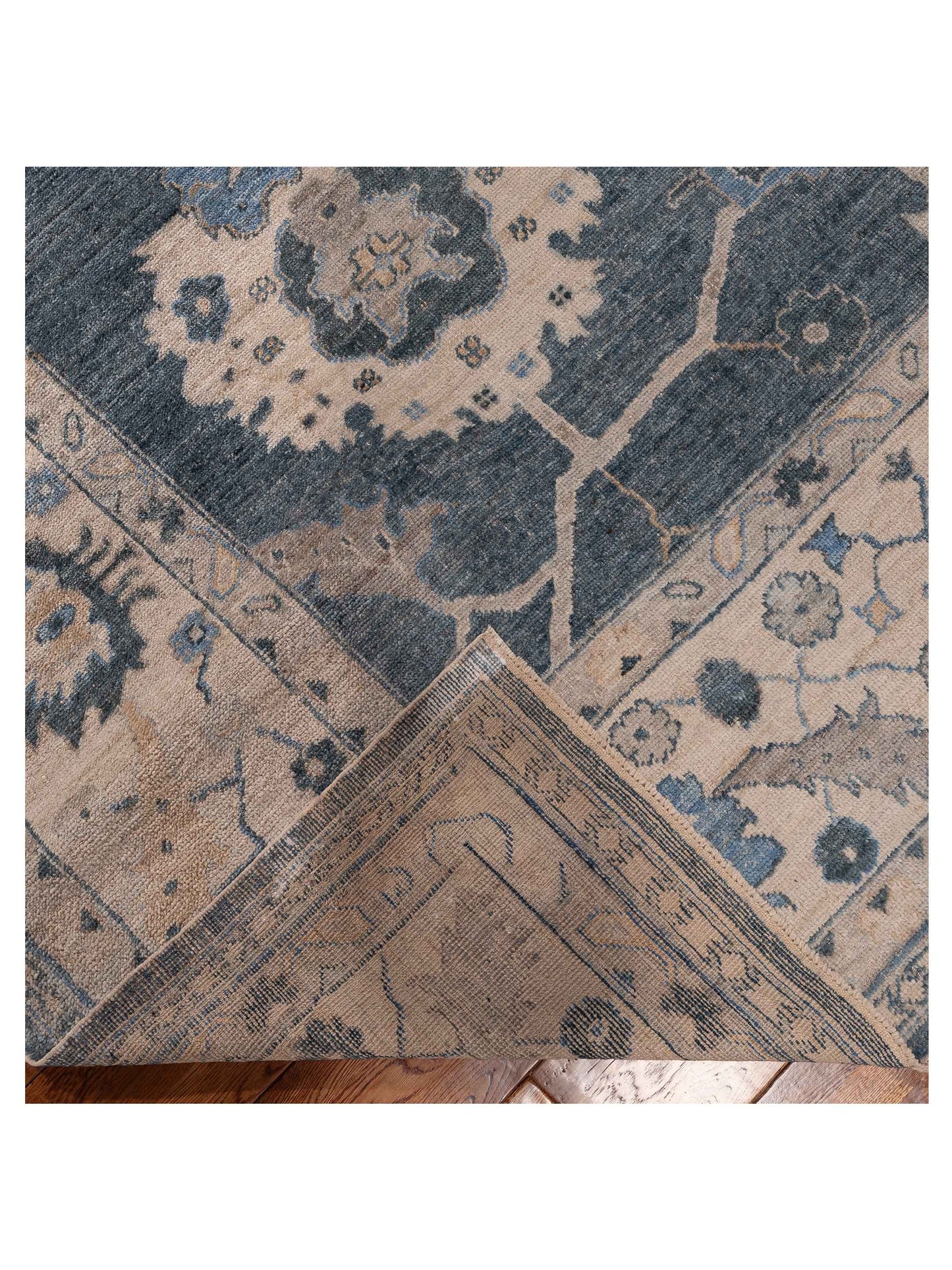 Angora Oushak 156286 Blue Ivory 12x14.9 Hand Knotted Rug