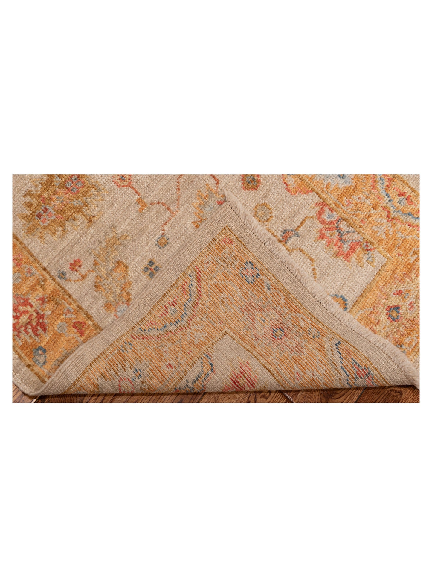 Angora Oushak 149495 Ivory Orange 2.6x13.6 Hand Knotted Rug