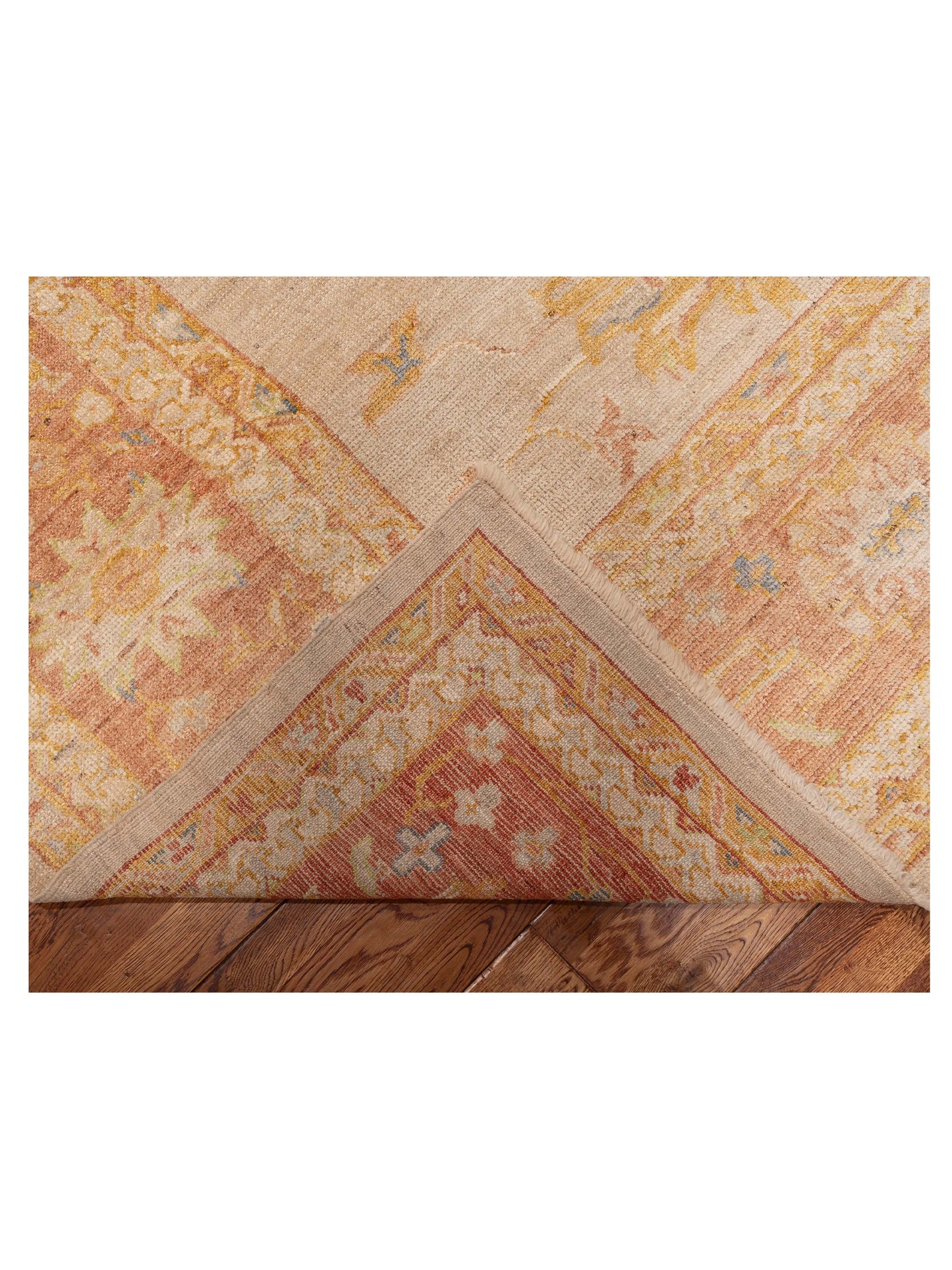 Angora Oushak 153668 Beige Red 11.9x15.9 Hand Knotted Rug