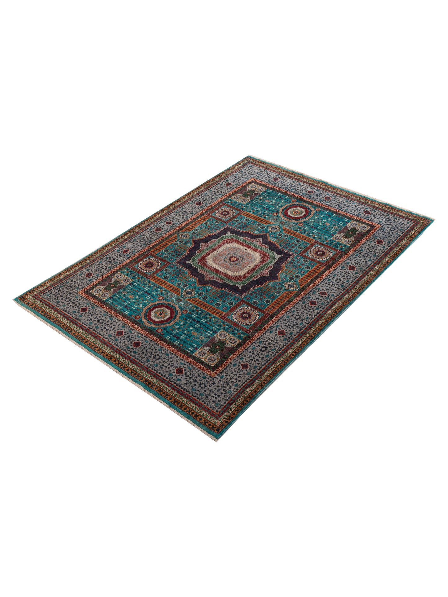 Artisan Mamluk 154642 Blue Gray 5.9x7.10 Hand Knotted Rug