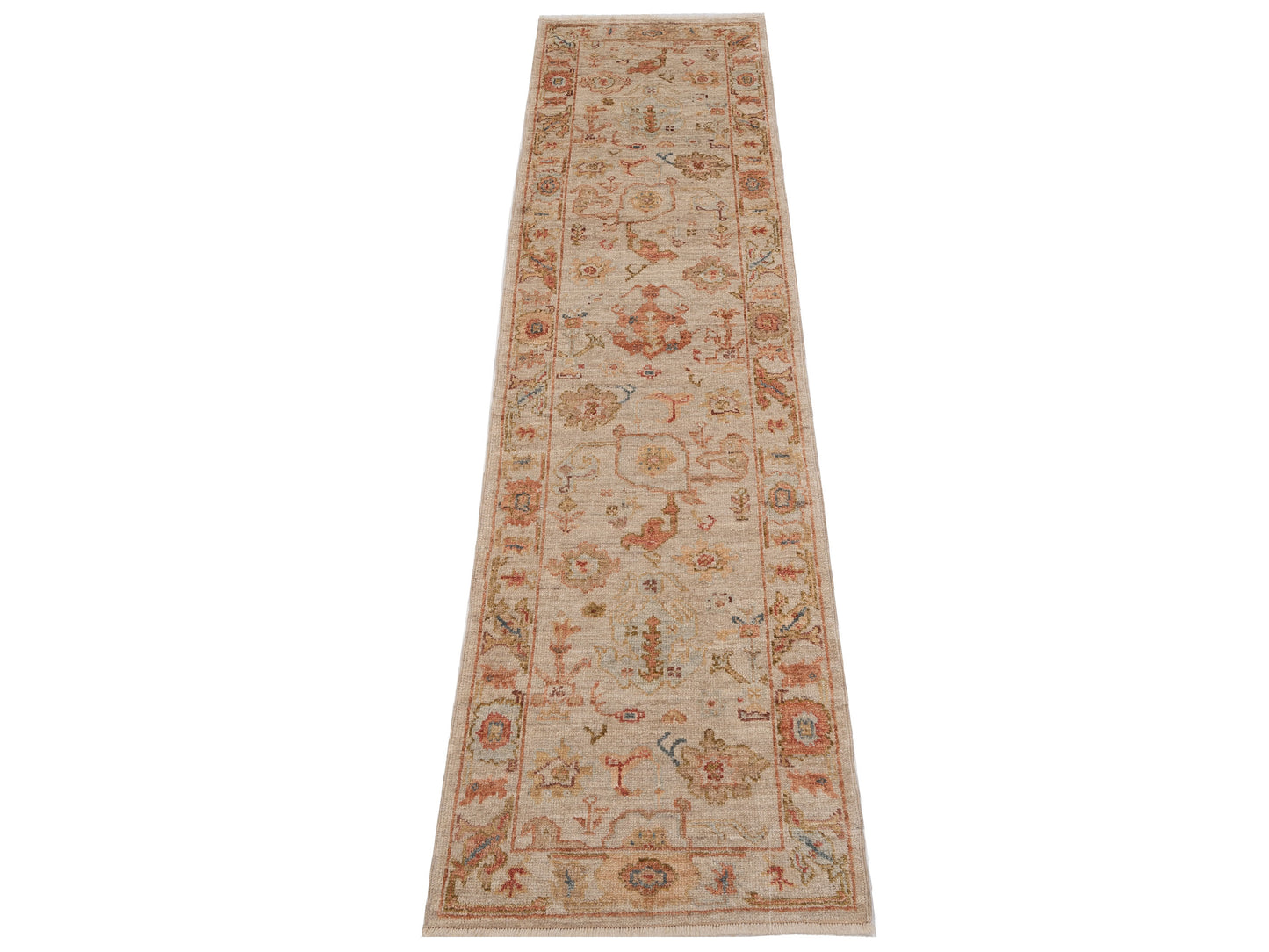 Angora Oushak 149541 Ivory Ivory 2.7x9.8 Hand Knotted Rug