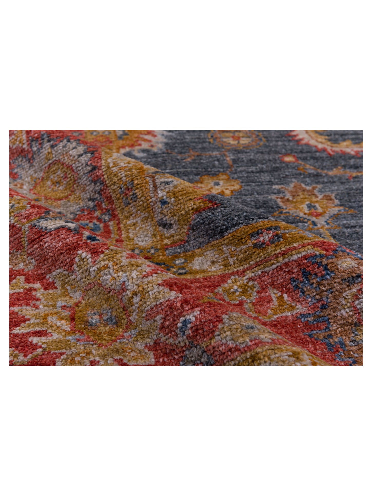 Angora Oushak 144582 Teal Blue Red 6.3x13.8 Hand Knotted Rug