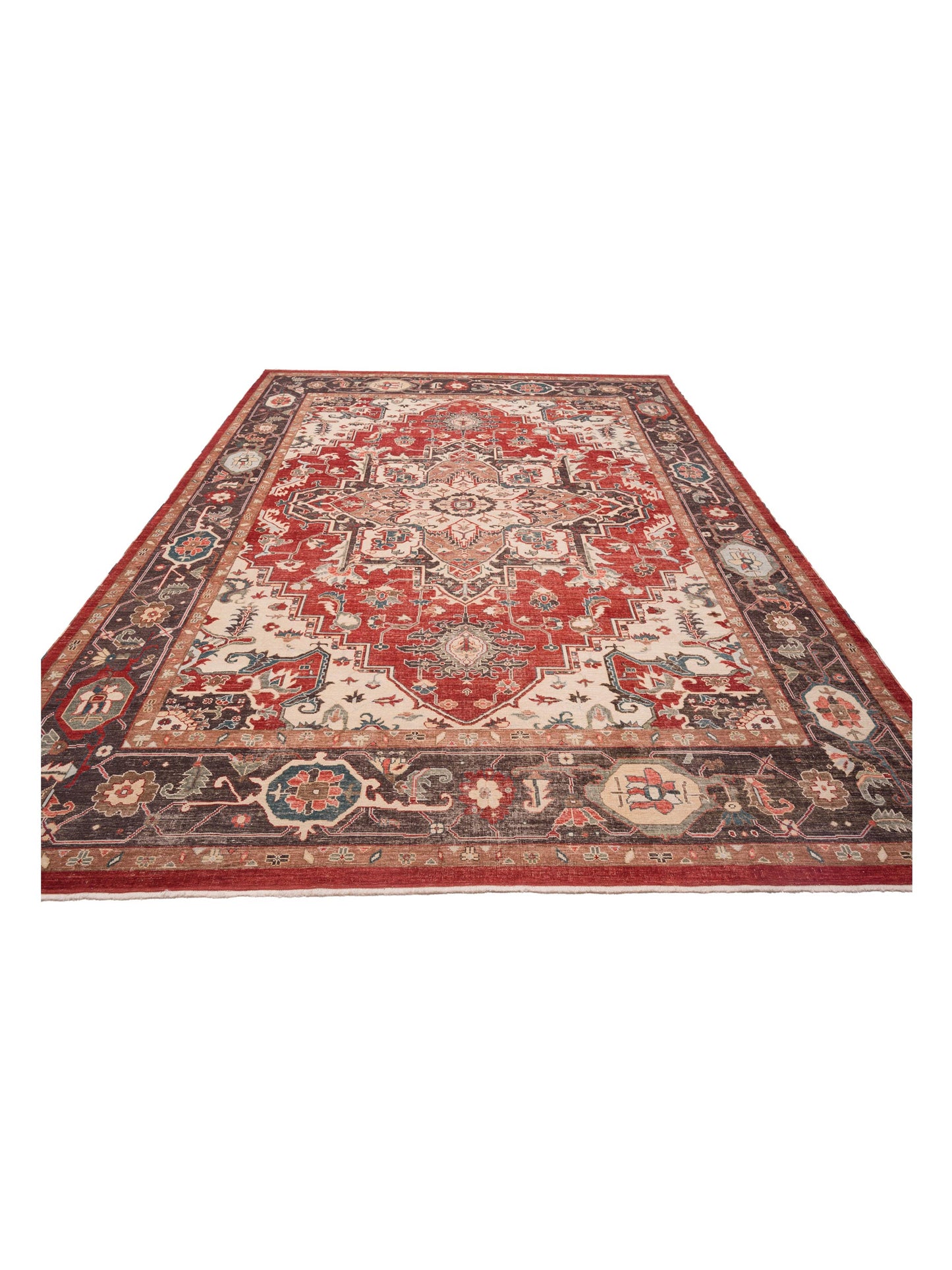 Angora Oushak 144658 Red Dark Brown 13x17.4 Hand Knotted Rug