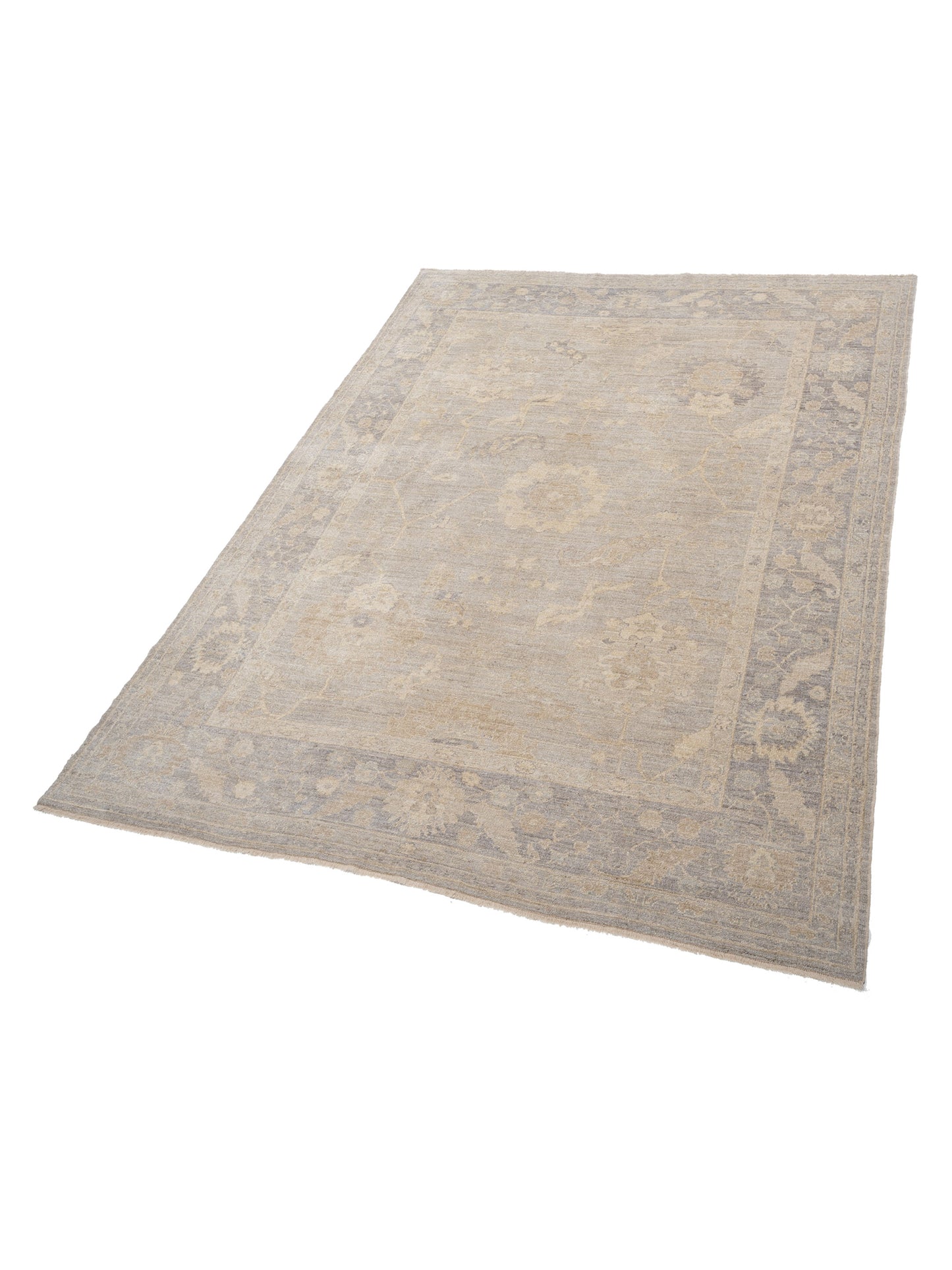 Angora Oushak 120845 Light Gray Gray 9.9x12.9 Hand Knotted Rug