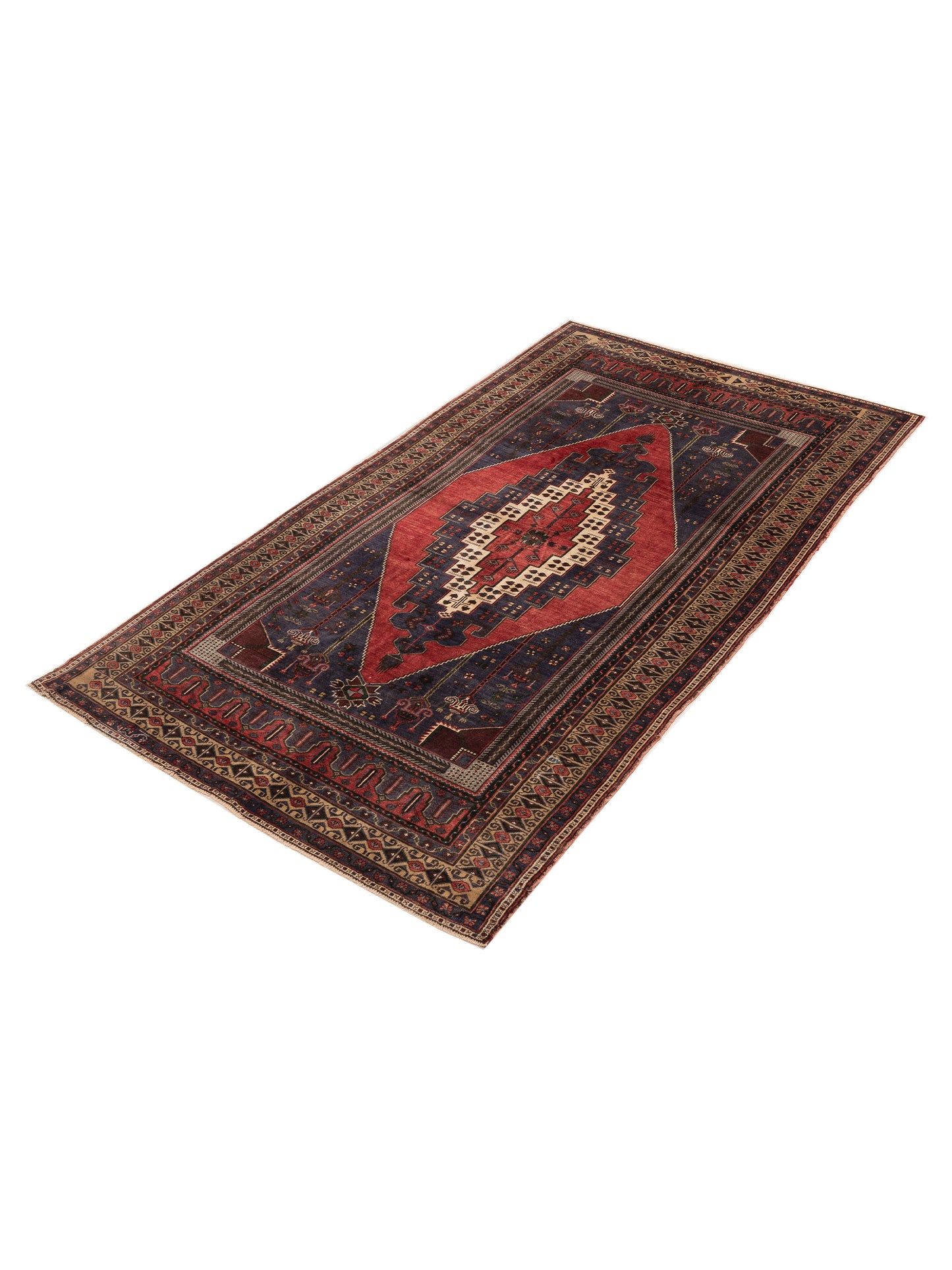 Old Anatolian 154110 Red Blue 5.9x10.3 Hand Knotted Rug